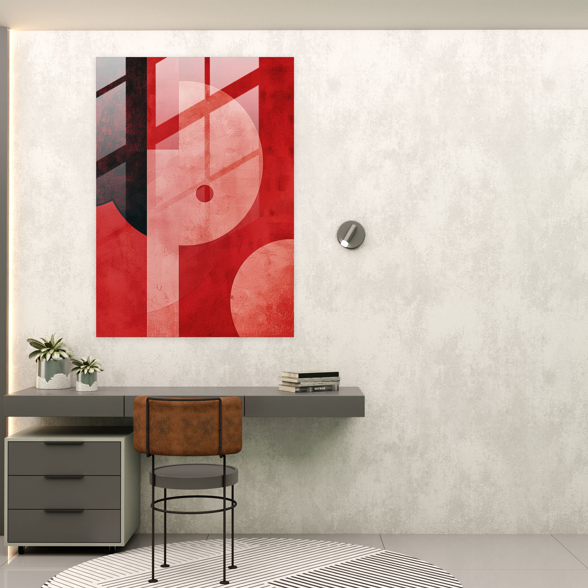 Suprematism Glass Print - Red Abstract Shapes - Suprematism, Glass Print, Modern Art, Home Decoration