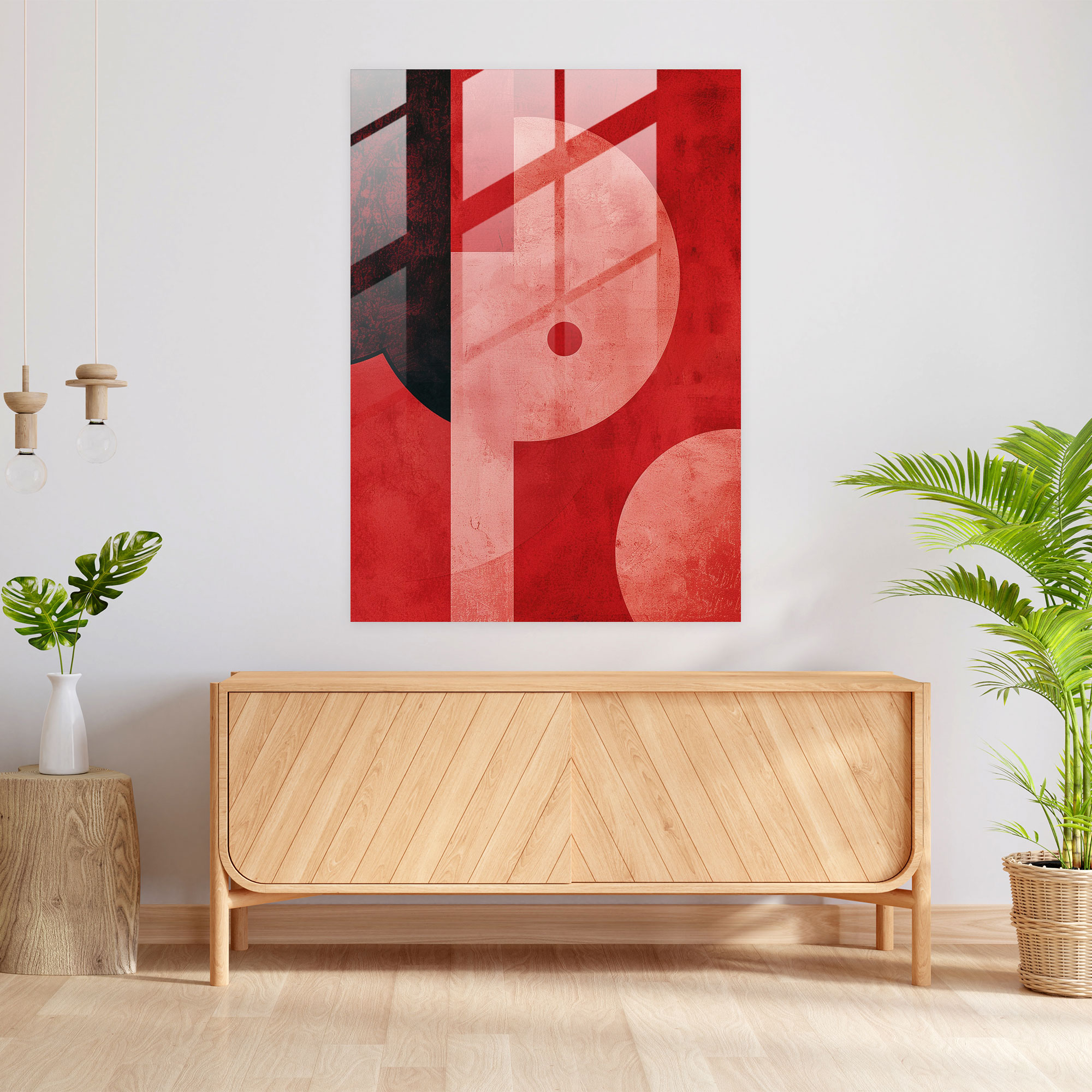 Suprematism Glass Print - Red Abstract Shapes - Suprematism, Glass Print, Modern Art, Home Decoration