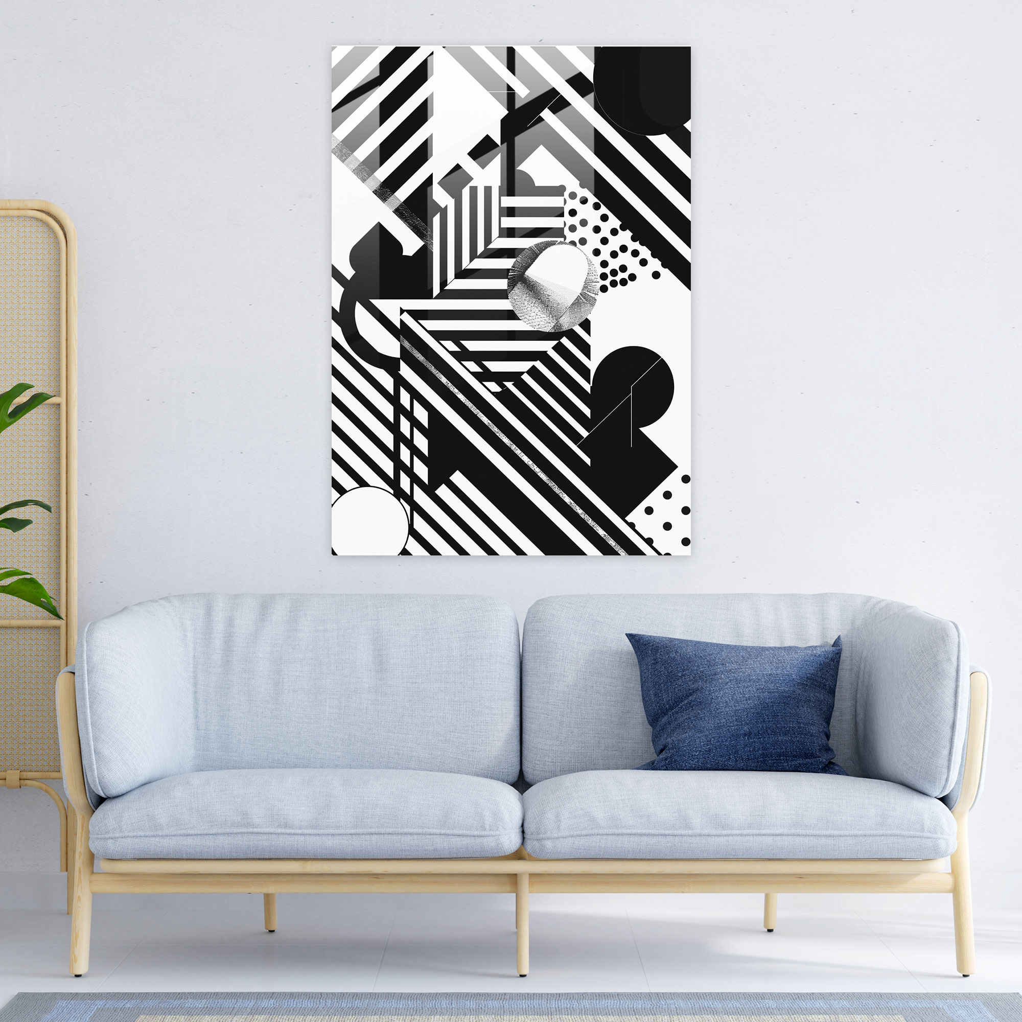 Suprematism Glass Wall Art - Black And White Geometric Patterns - Suprematism, Wall Decoration, Glass Art, Suprematism