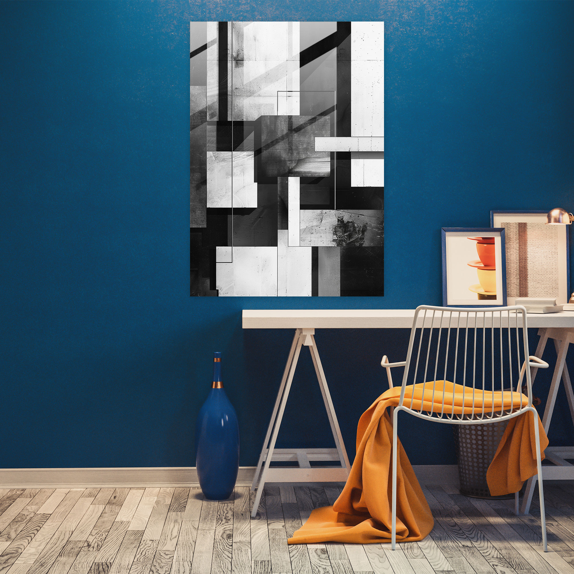 Suprematism Wall Decoration - Monochrome Squares And Rectangles - Suprematism, Modern Art, Wall Decoration, Glass Print