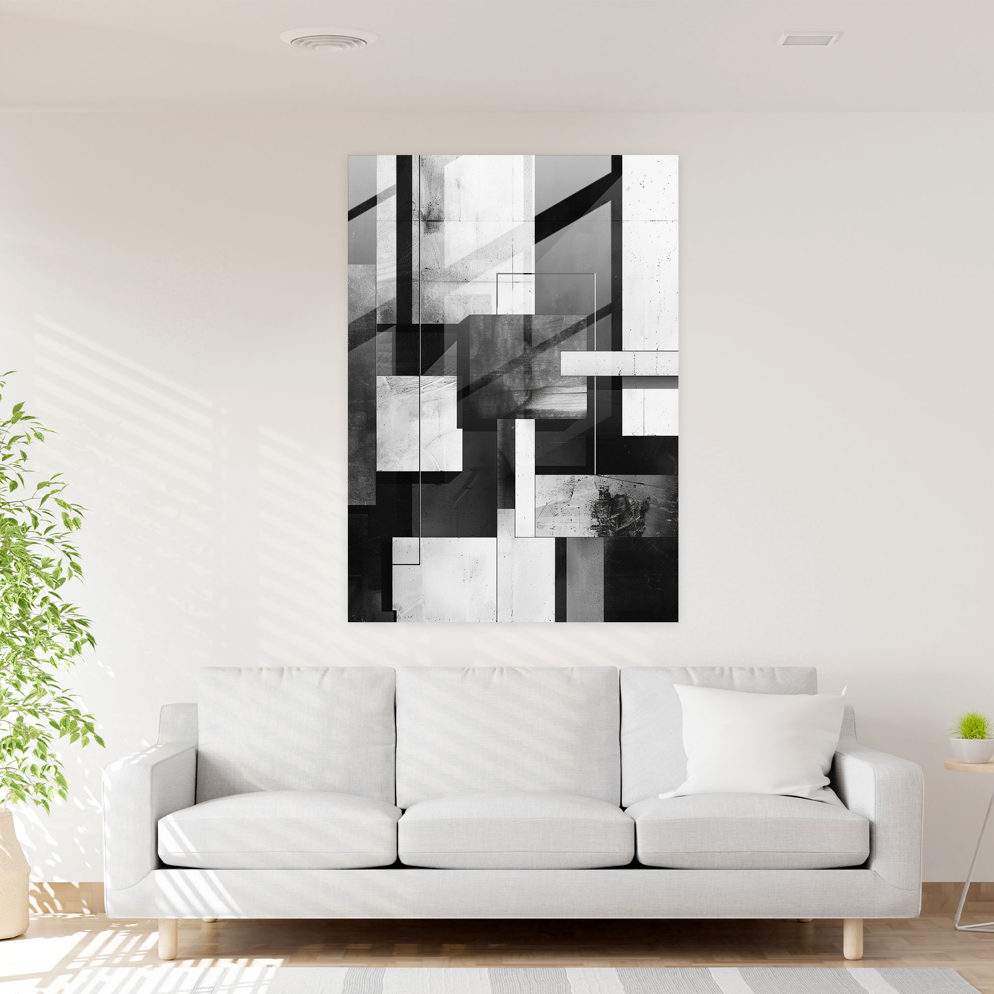 Suprematism Wall Decoration - Monochrome Squares And Rectangles - Suprematism, Modern Art, Wall Decoration, Glass Print