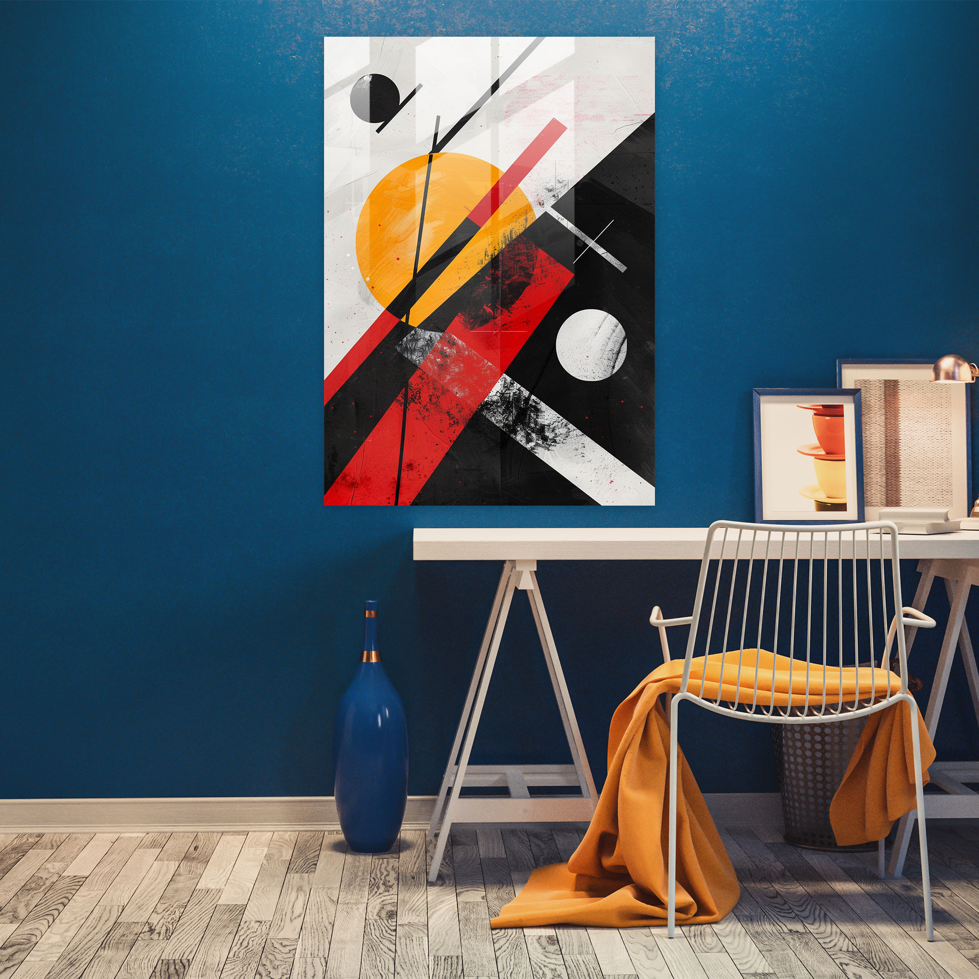 Suprematism Modern Art - Abstract Composition With Bold Lines - Suprematism, Wall Decoration, Glass Print, Suprematism