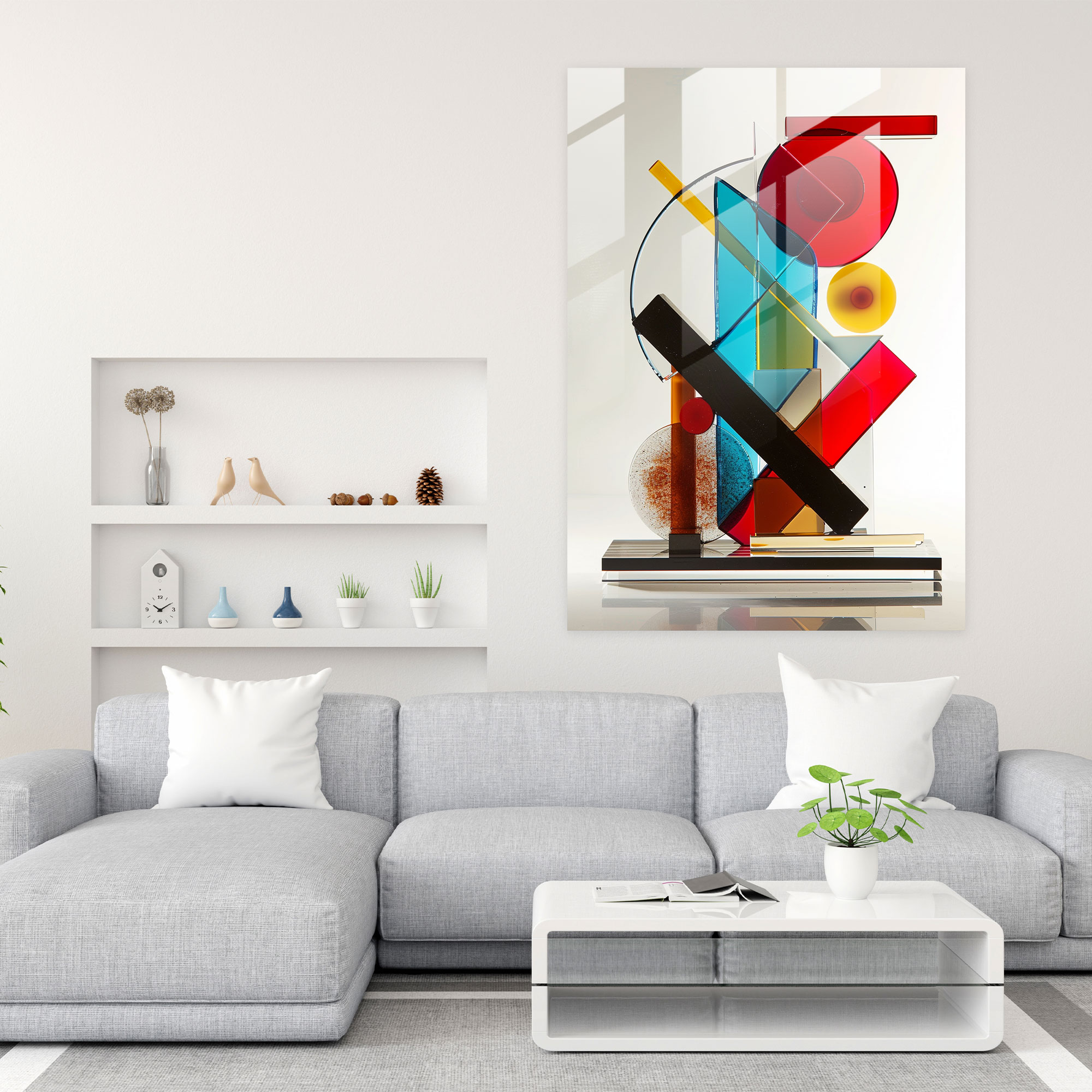 Suprematism Contrasting Shapes Glass Art - Suprematism, Wall Decoration, Suprematism, Home Decoration