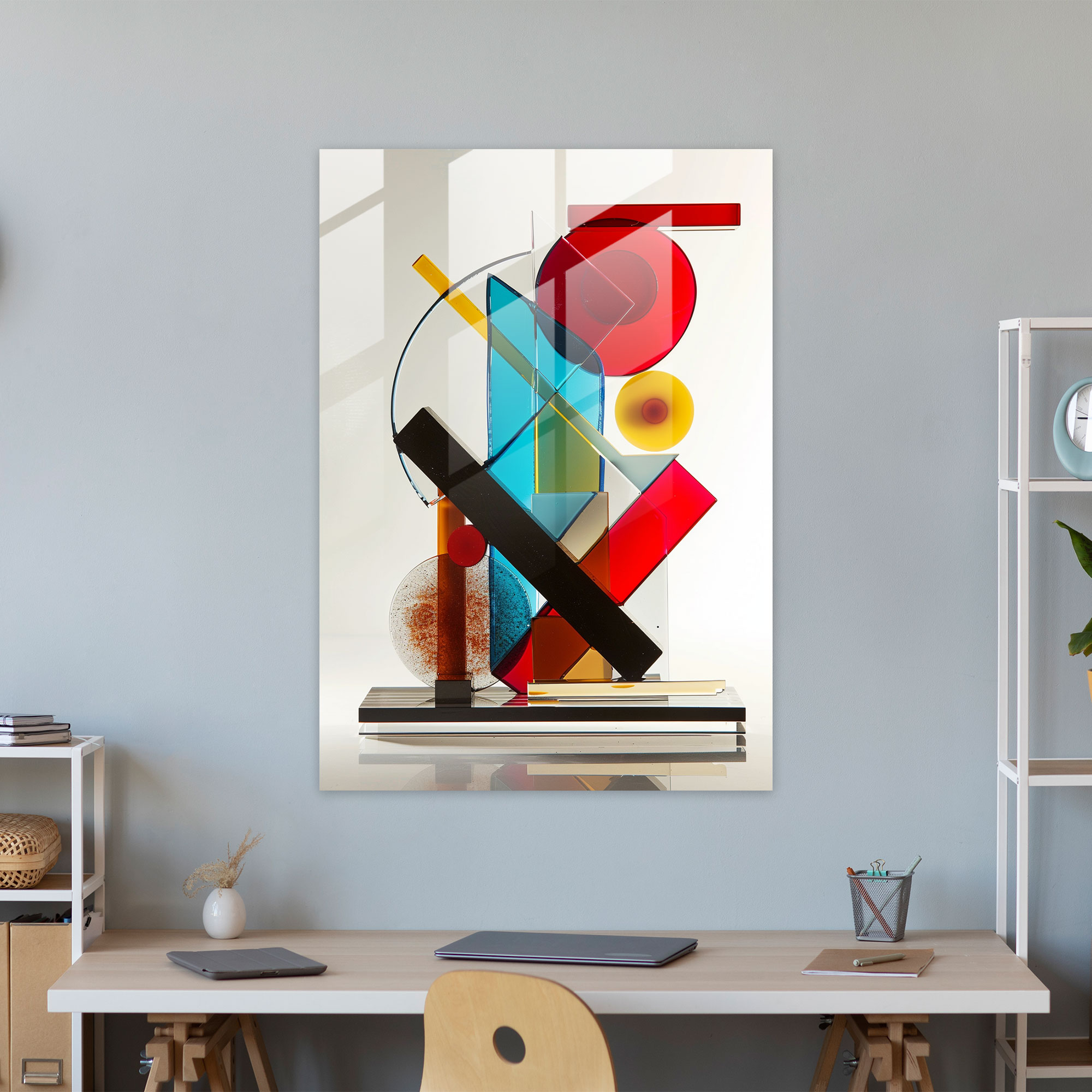 Suprematism Contrasting Shapes Glass Art - Suprematism, Wall Decoration, Suprematism, Home Decoration