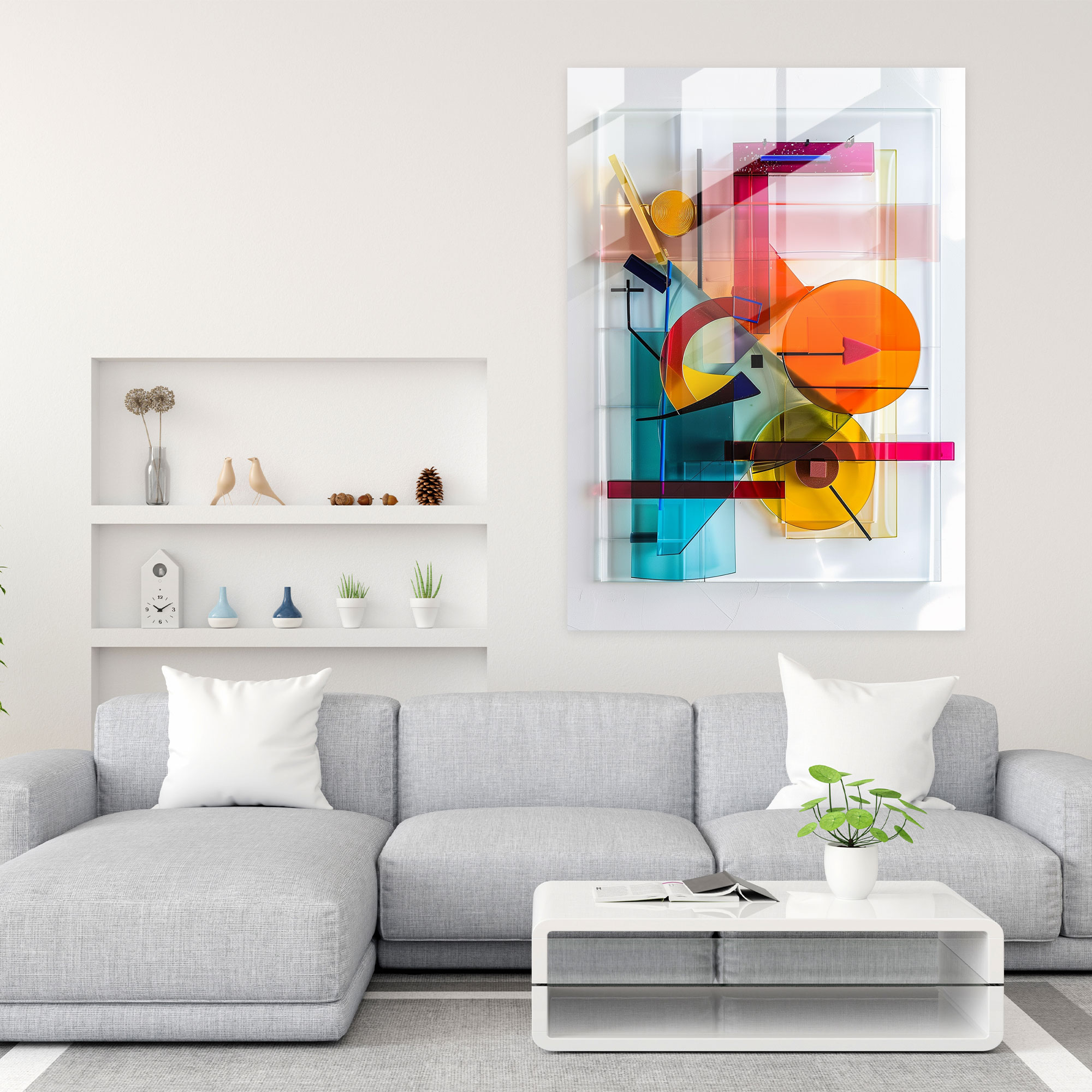 Suprematism Abstract Shapes Glass Wall Art - Suprematism, Suprematism, Glass Wall Art, Wall Decoration