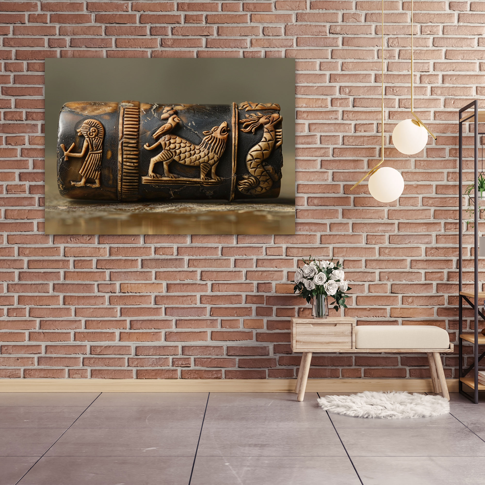 Sumerische Wanddekoration - Sumerische Kunst Leinwandbild Wohnaccessoire