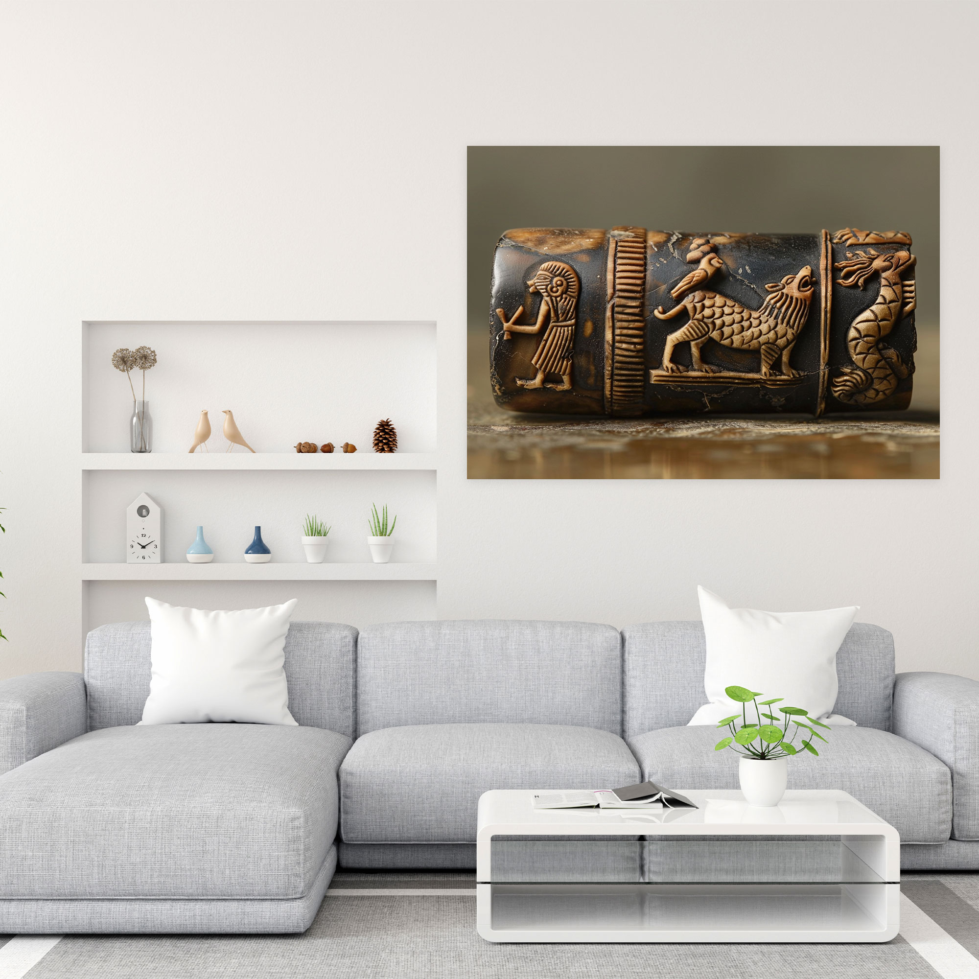 Sumerische Wanddekoration - Sumerische Kunst Leinwandbild Wohnaccessoire