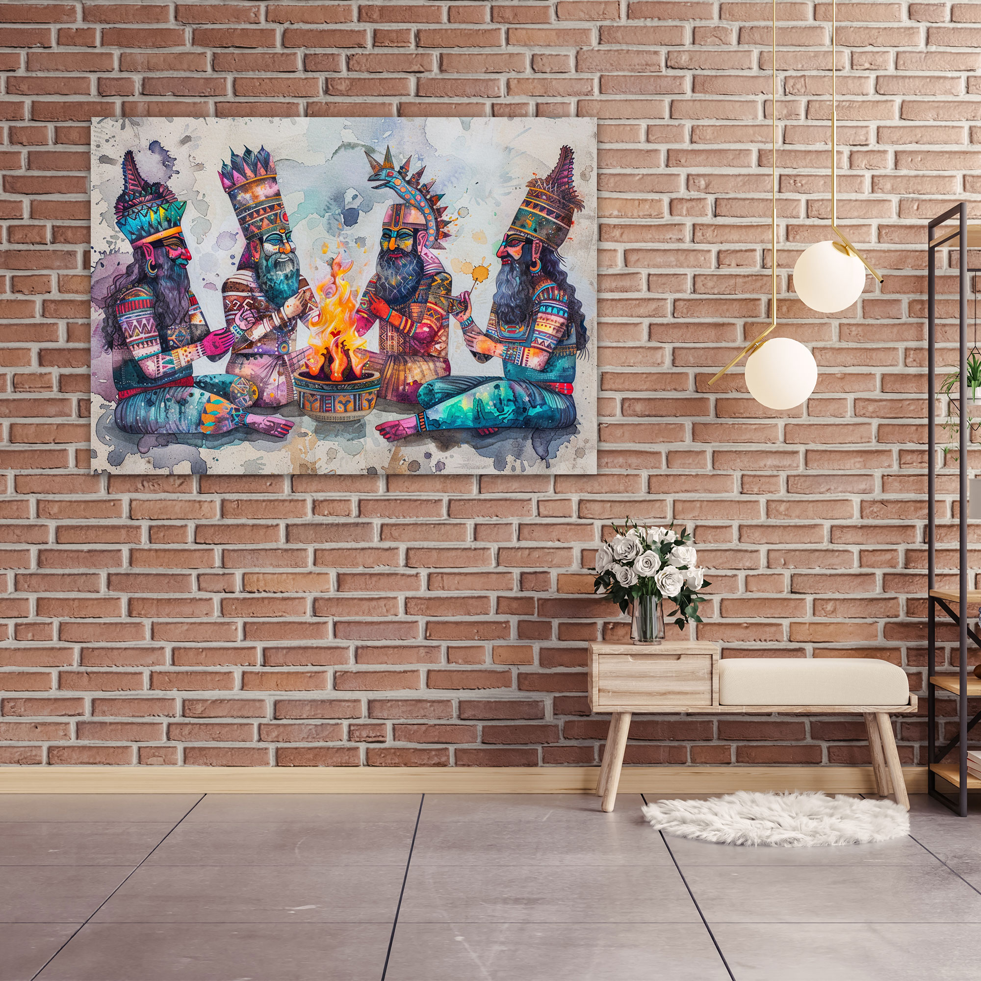 Sumerians Sacred Fire Wall Art - Sumerians, Sumerians, Home Decoration, Vibrant