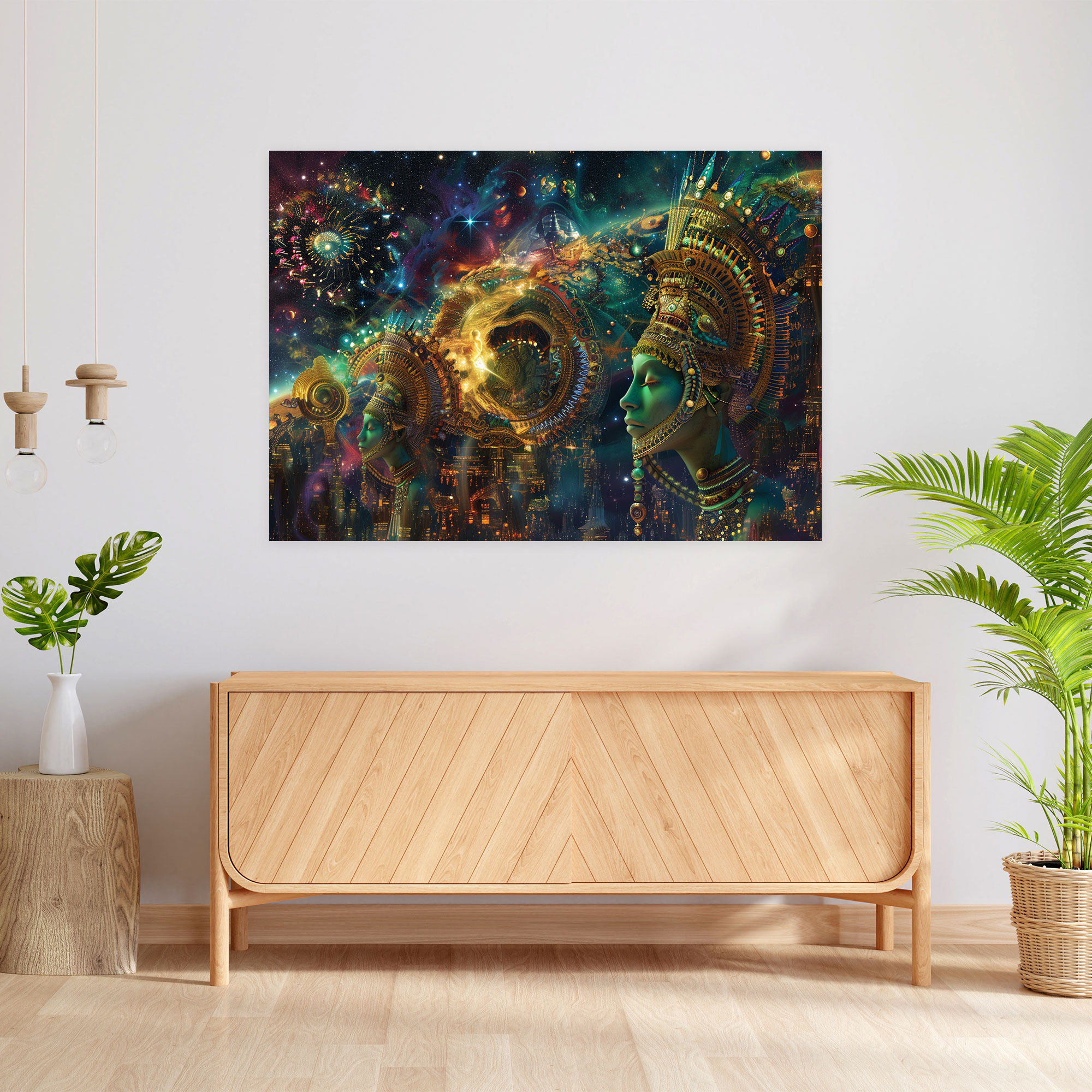 Sumerians Celestial Goddesses Canvas Print - Sumerians, Canvas, Digital Artwork, Celestial Bodies