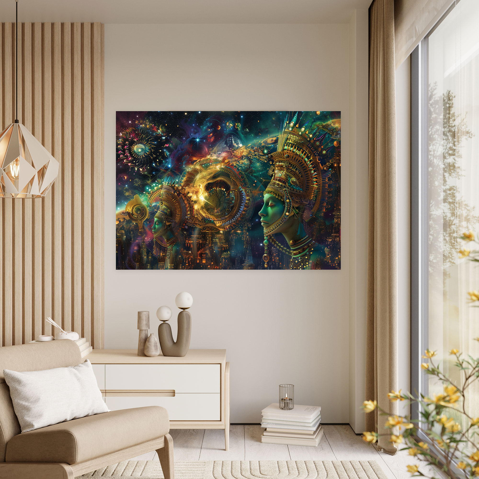 Sumerians Celestial Goddesses Canvas Print - Sumerians, Canvas, Digital Artwork, Celestial Bodies
