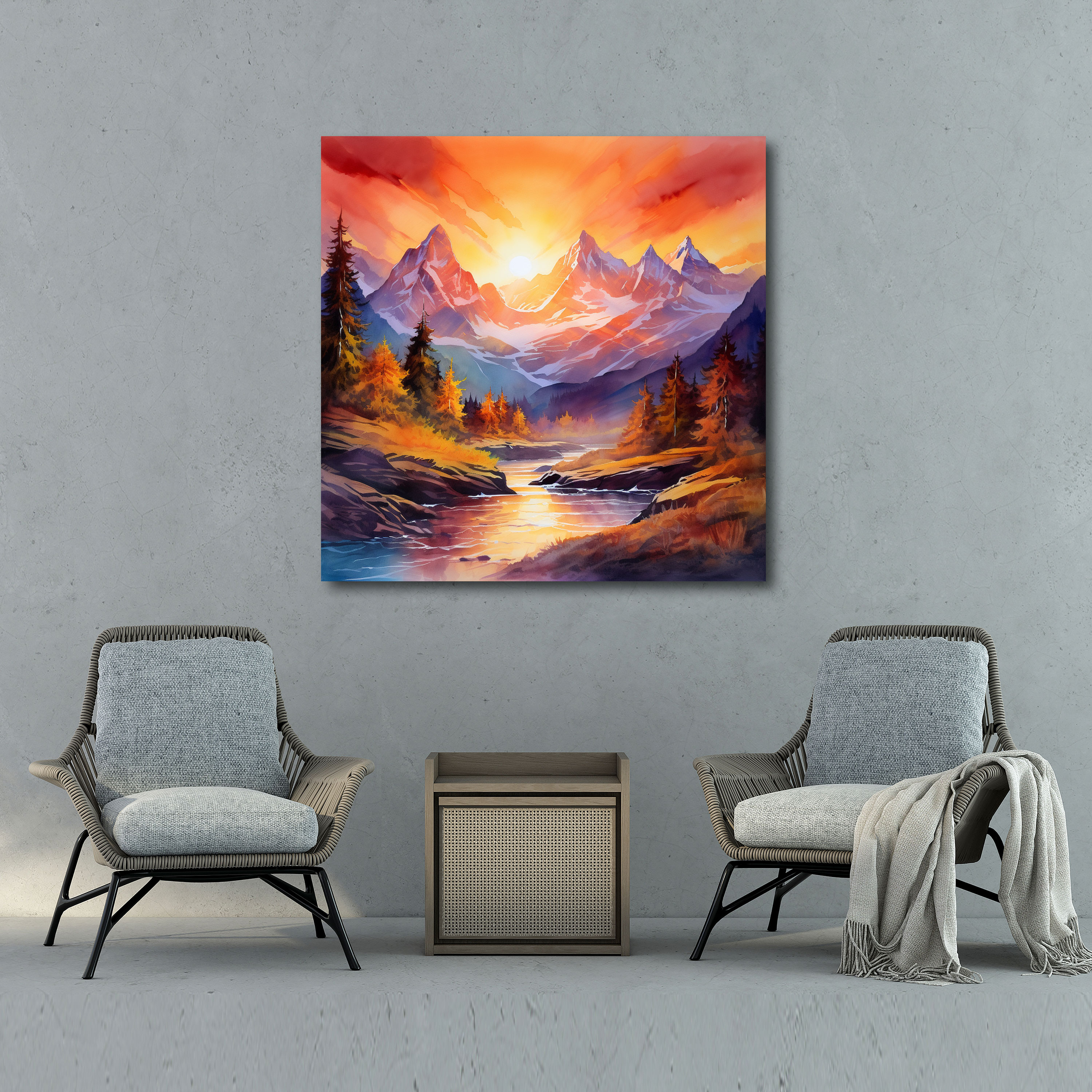 Sunset Mountain Canvas Print - Sunset, Home Decoration, Canvas, Wall Art