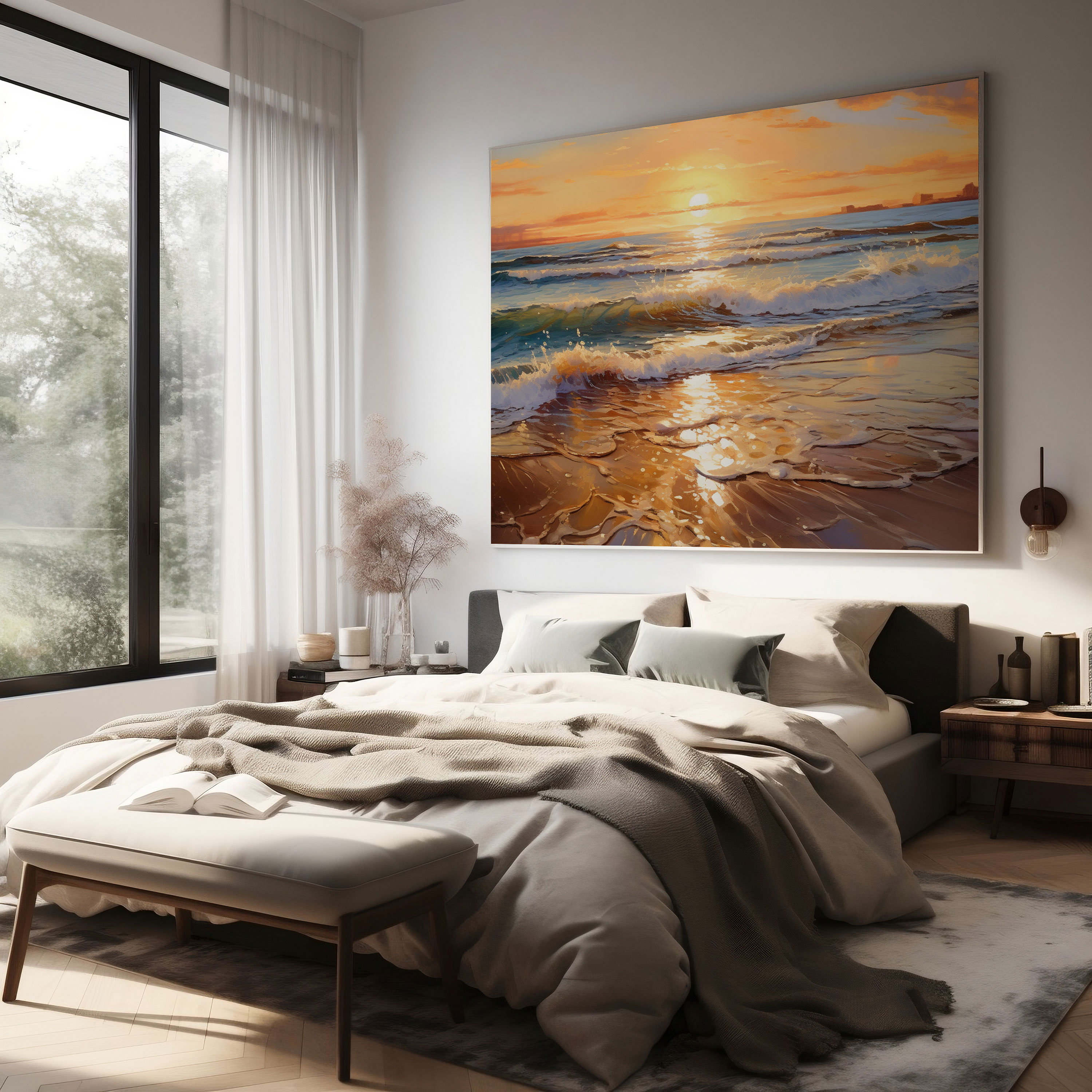 Sunset Beach Wall Art - Sunset, Impressionist Style, Home Decoration, Wall Decoration