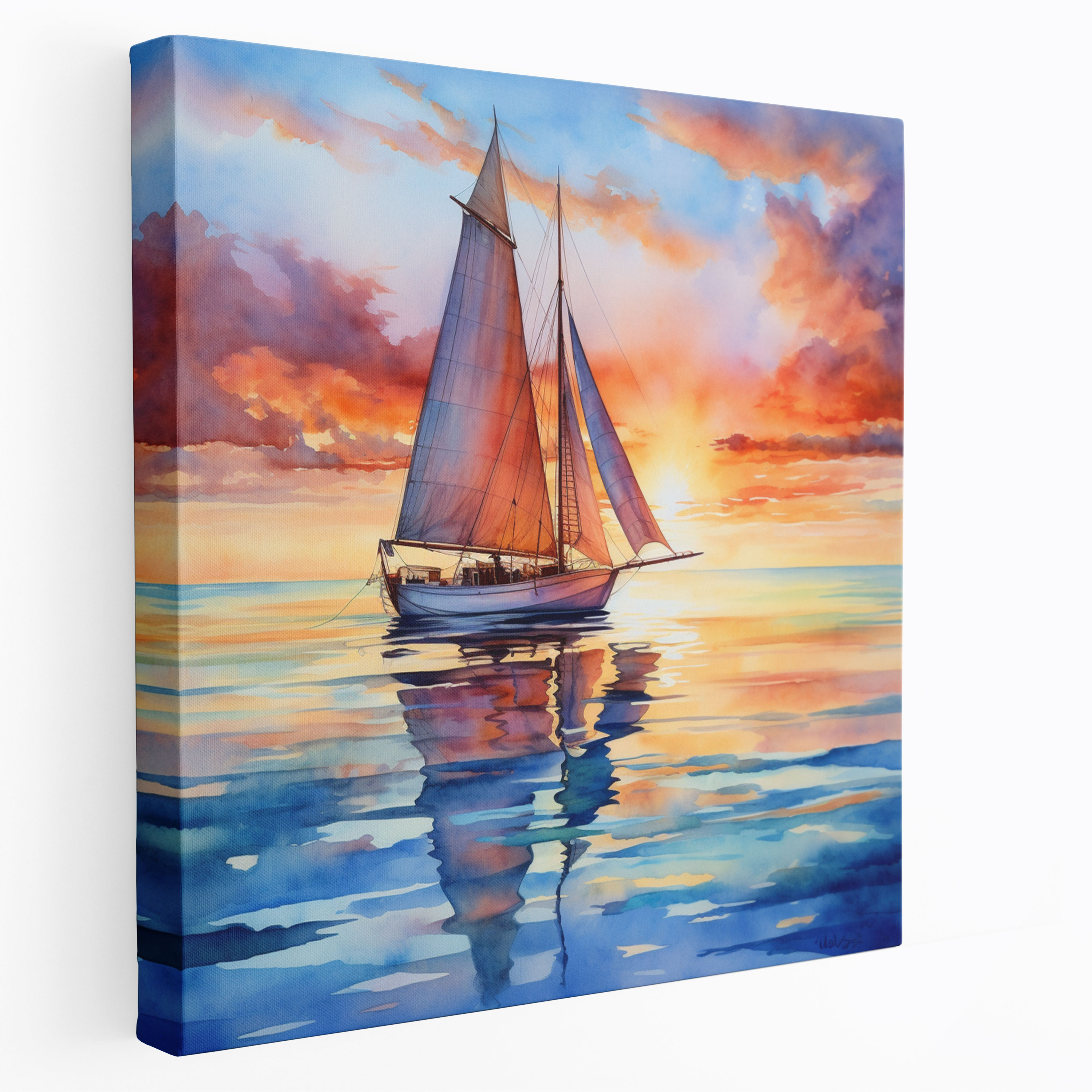 Sunset Sailboat Canvas Print - Sunset, Sunset Home Decoration, Canvas, Wall Art