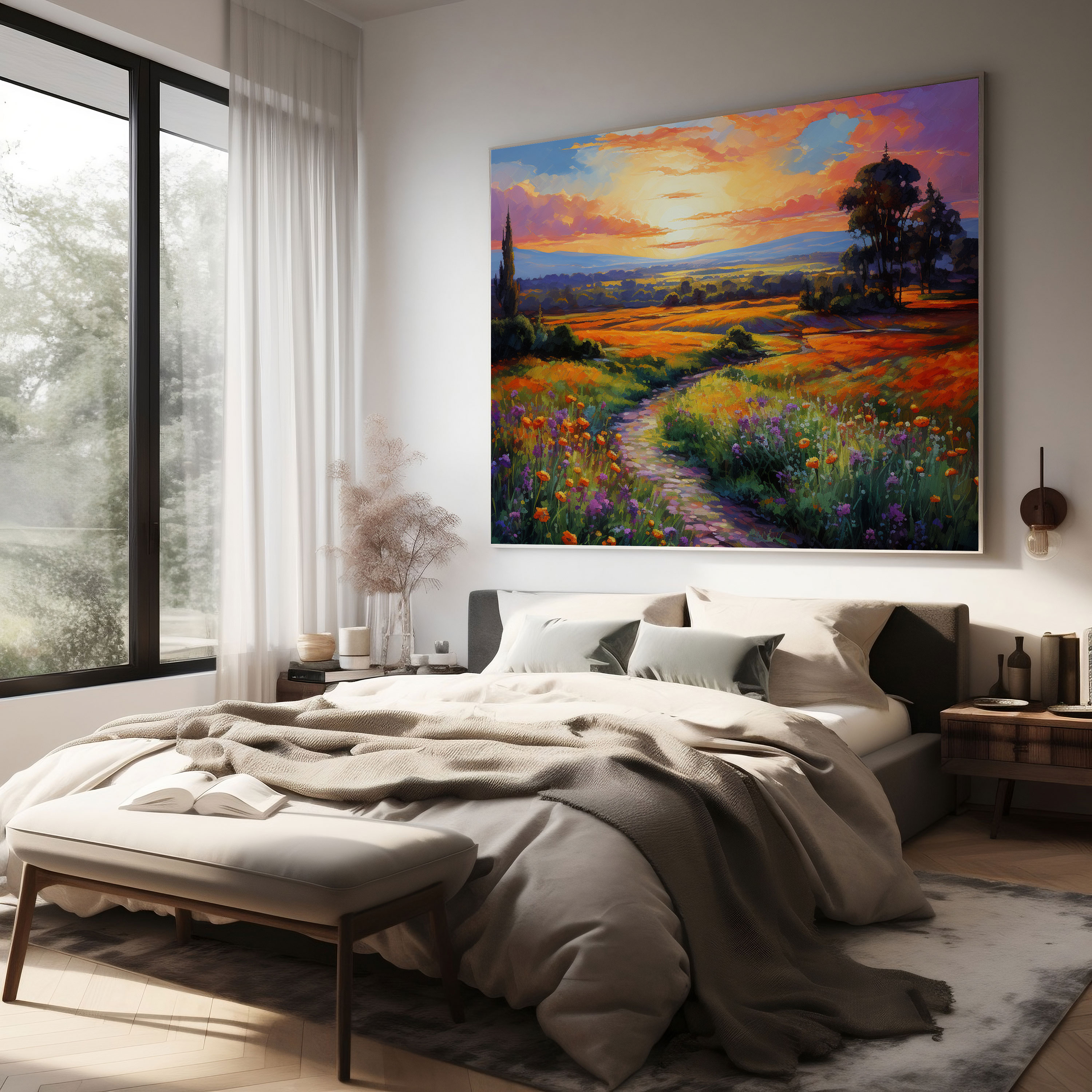 Vibrant Sunset Canvas Print - Sunset, Wall Art, Canvas Wall Art, Wall Decoration