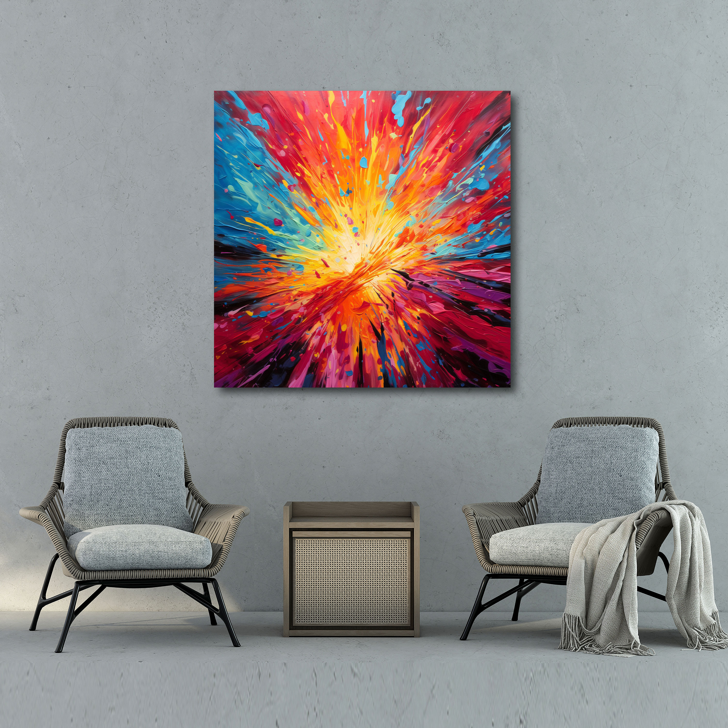 Vibrant Sunset Canvas Print - Sunset, Abstract Acrylic Painting, Wall Decoration, Canvas Print