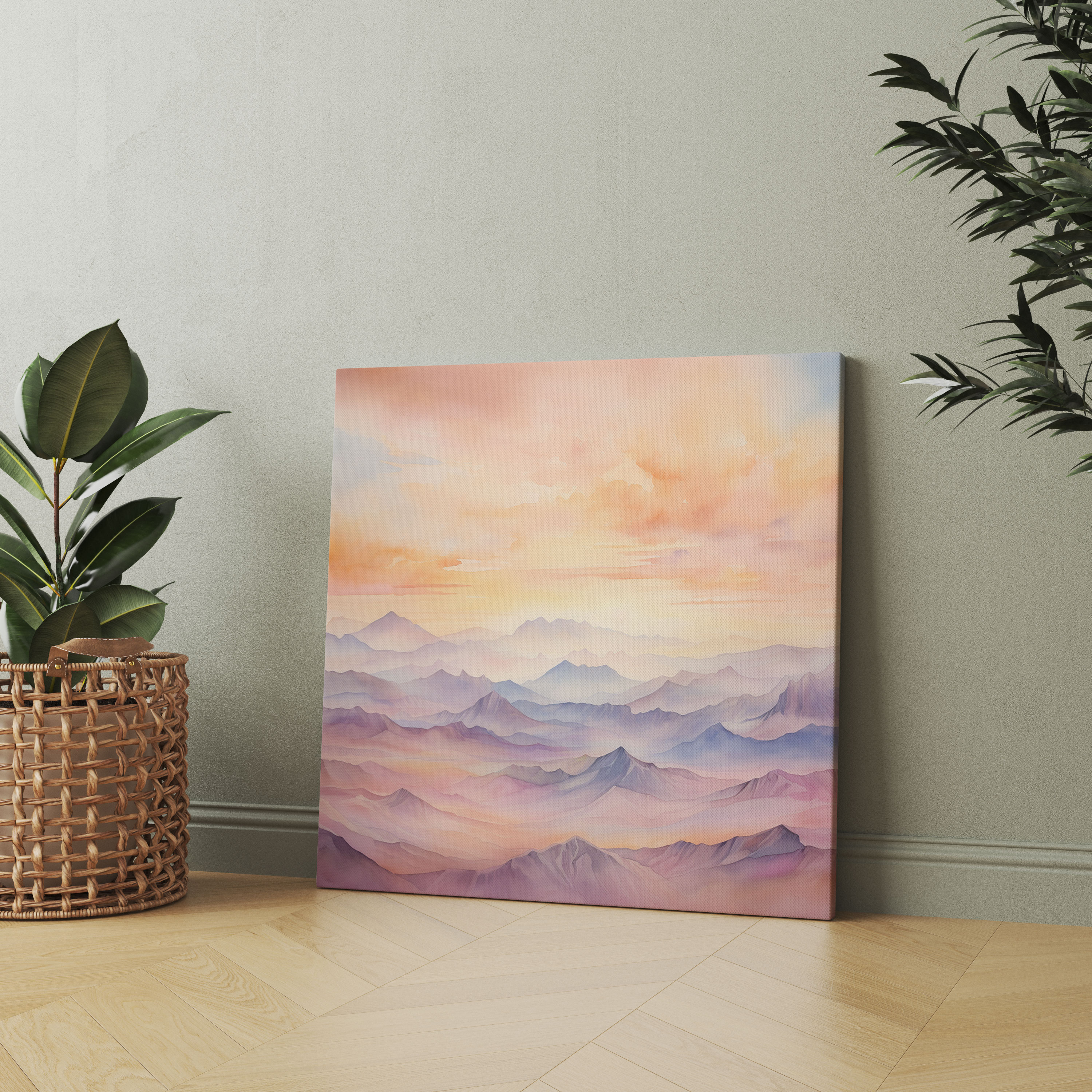 Dağ Günbatımı Kanvas Tablo - Günbatımı Pastel Tonlar Kanvas Kanvas Duvar Sanatı