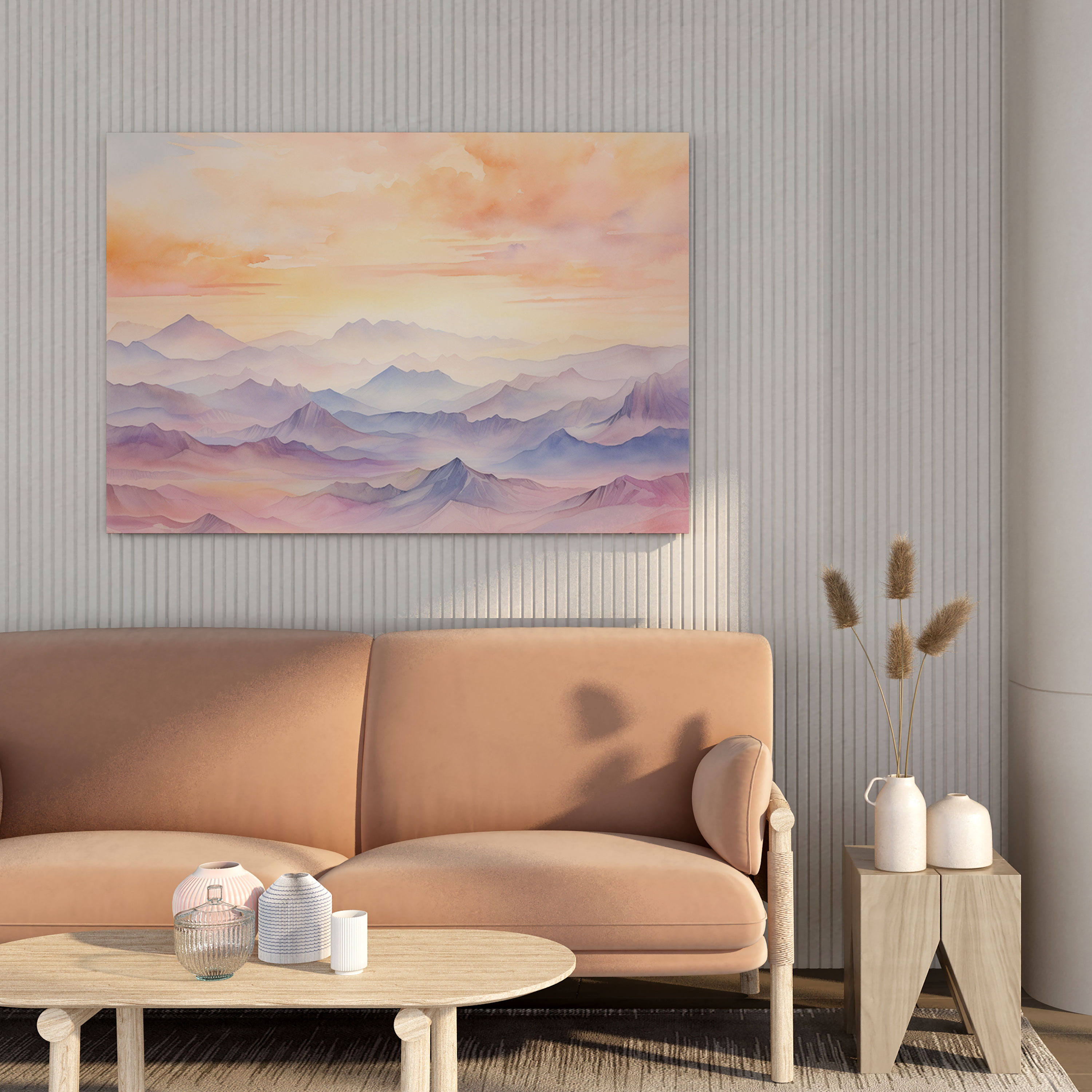 Dağ Günbatımı Kanvas Tablo - Günbatımı Pastel Tonlar Kanvas Kanvas Duvar Sanatı