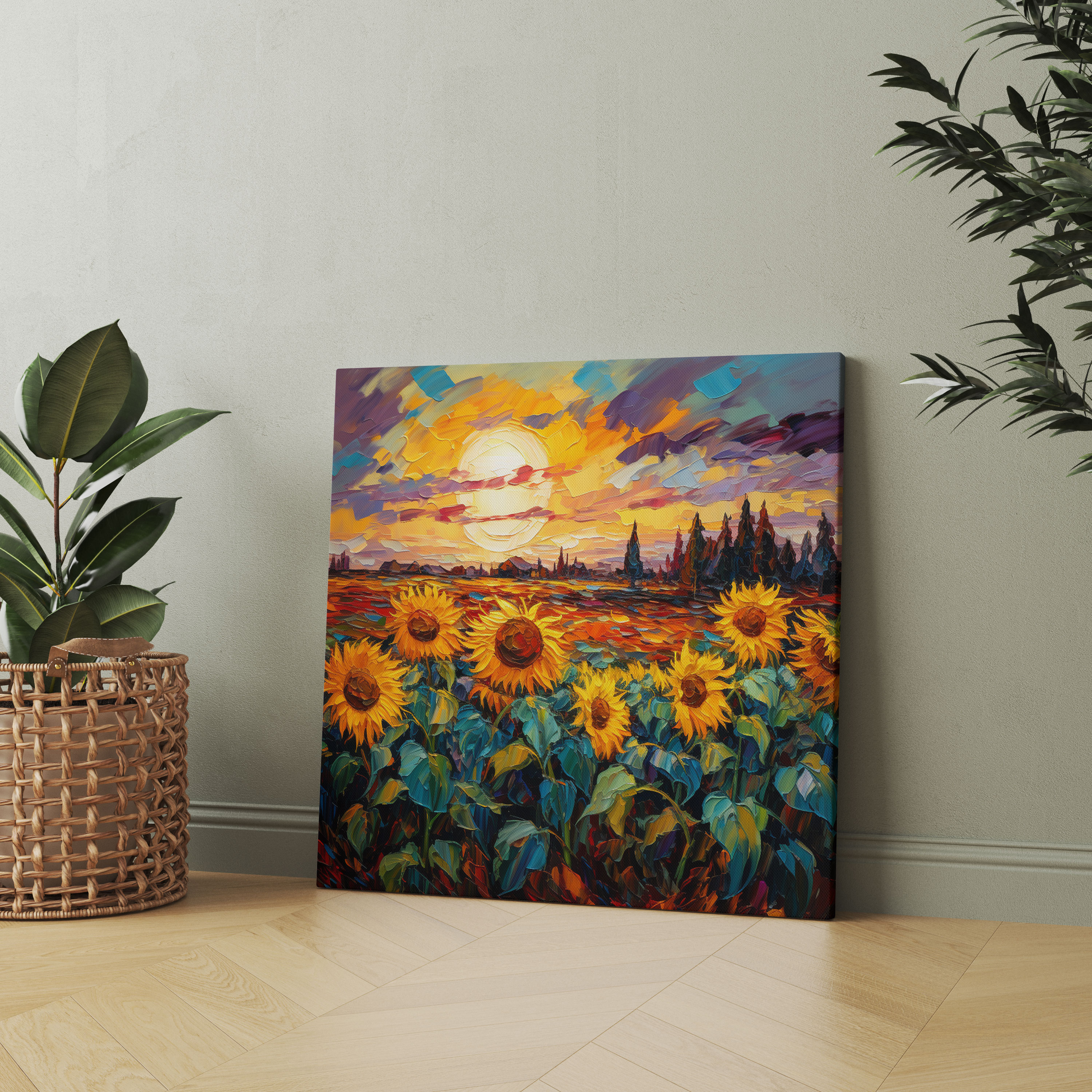 Sunflower Sunset Canvas Print - Sunset, Sunset, Masterpiece, Canvas Wall Art