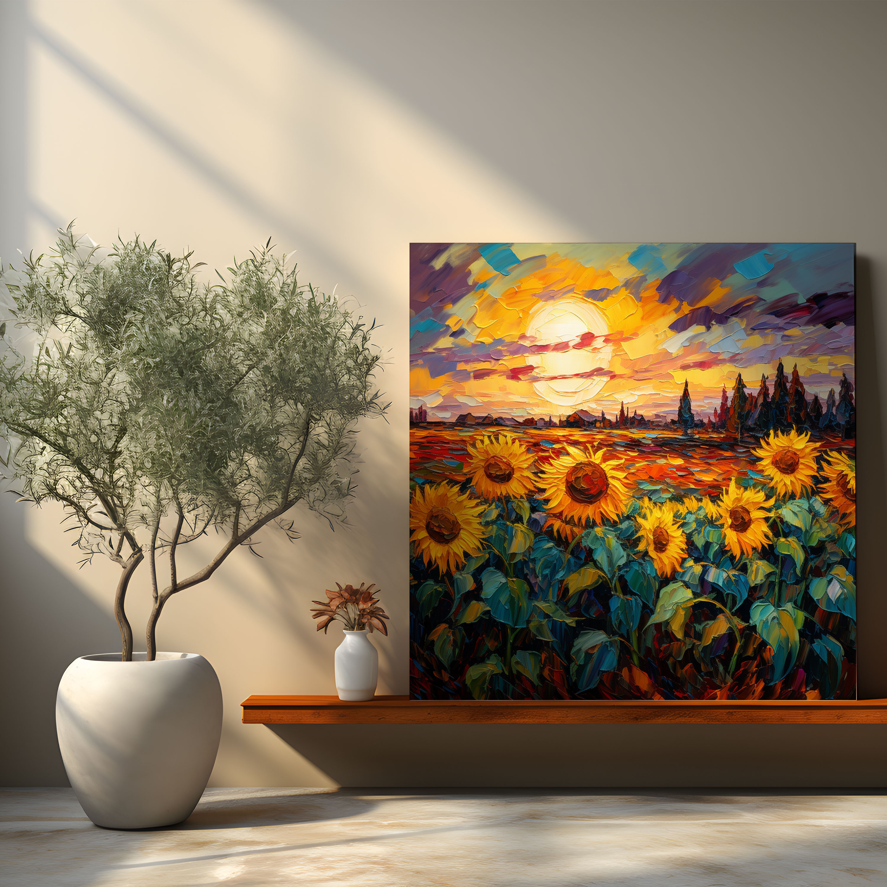 Sunflower Sunset Canvas Print - Sunset, Sunset, Masterpiece, Canvas Wall Art