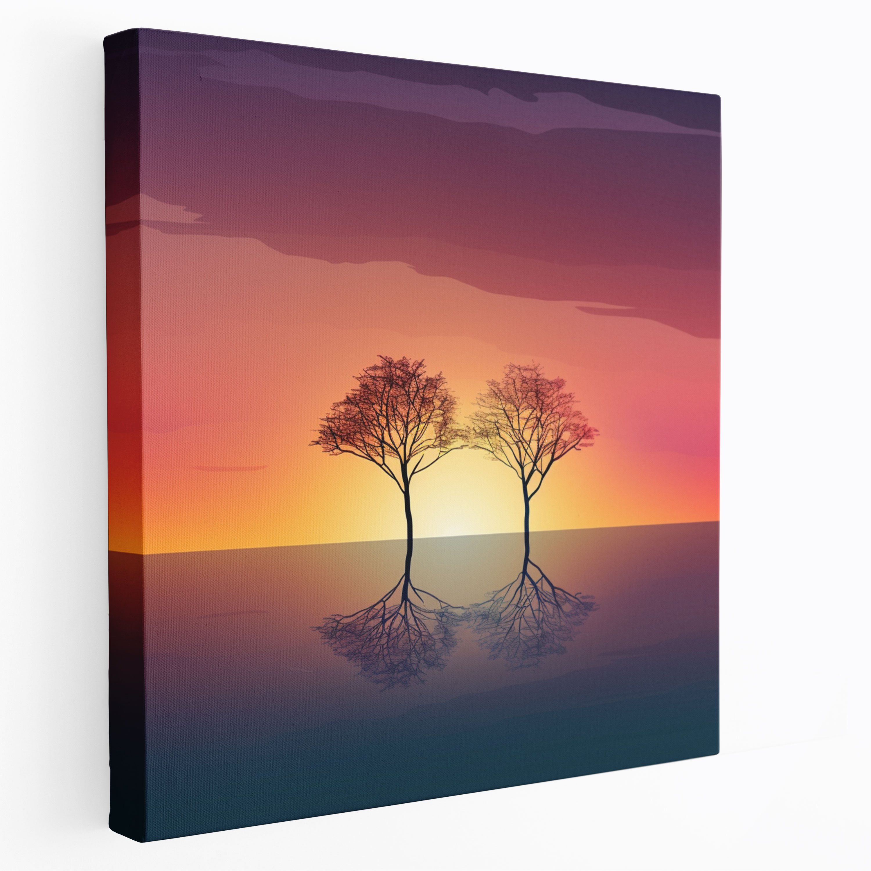 Silhouette Sunset Canvas Print - Sunset, Design, Wall Art, Minimalist