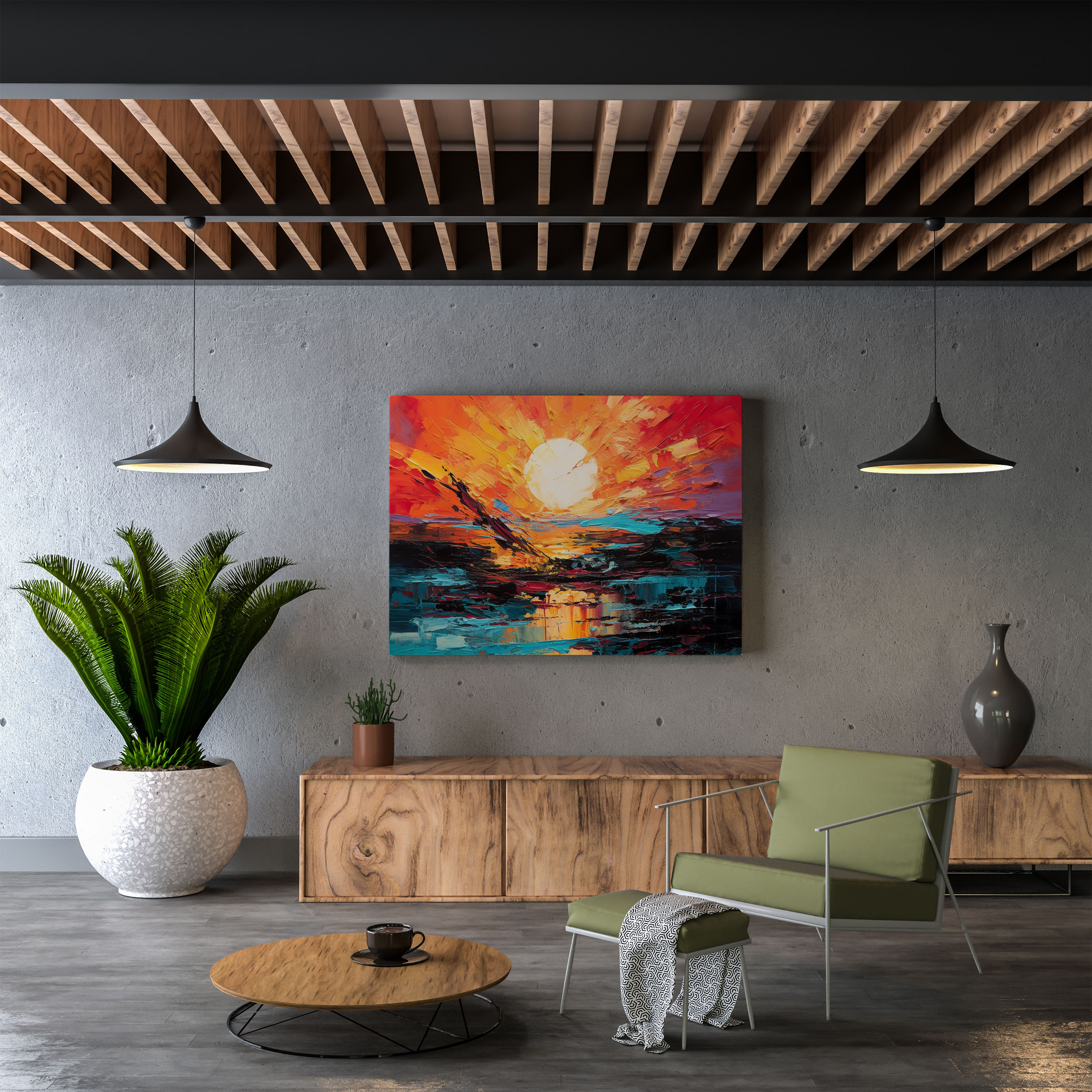 Expressive Sunset Canvas Print - Sunset, Sunset Painting, Wall Decoration, Abstract Expressionism