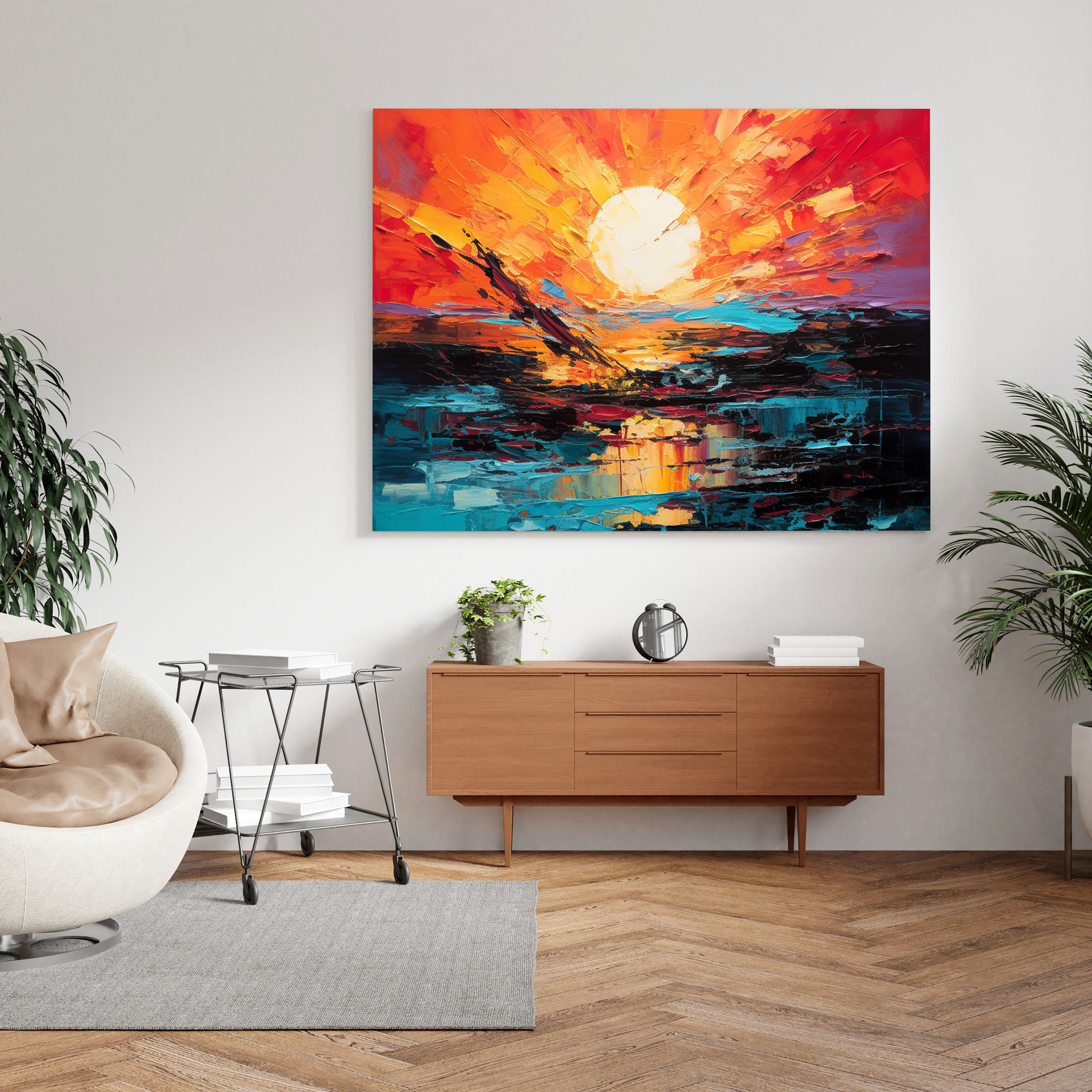 Expressive Sunset Canvas Print - Sunset, Sunset Painting, Wall Decoration, Abstract Expressionism