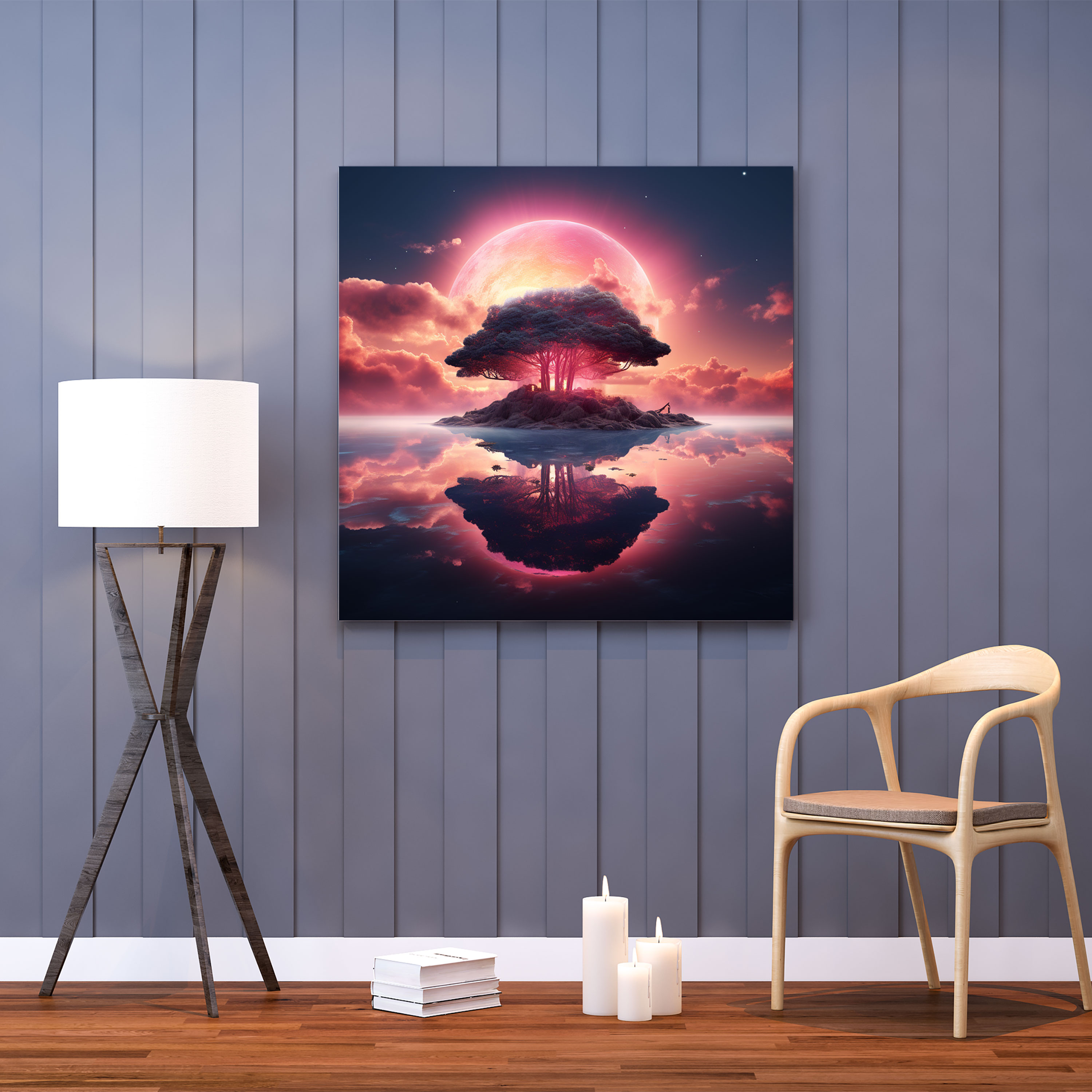 Floating Island Sunset Canvas Print - Sunset, Dreamlike Colors, Canvas Wall Art, Floating Island