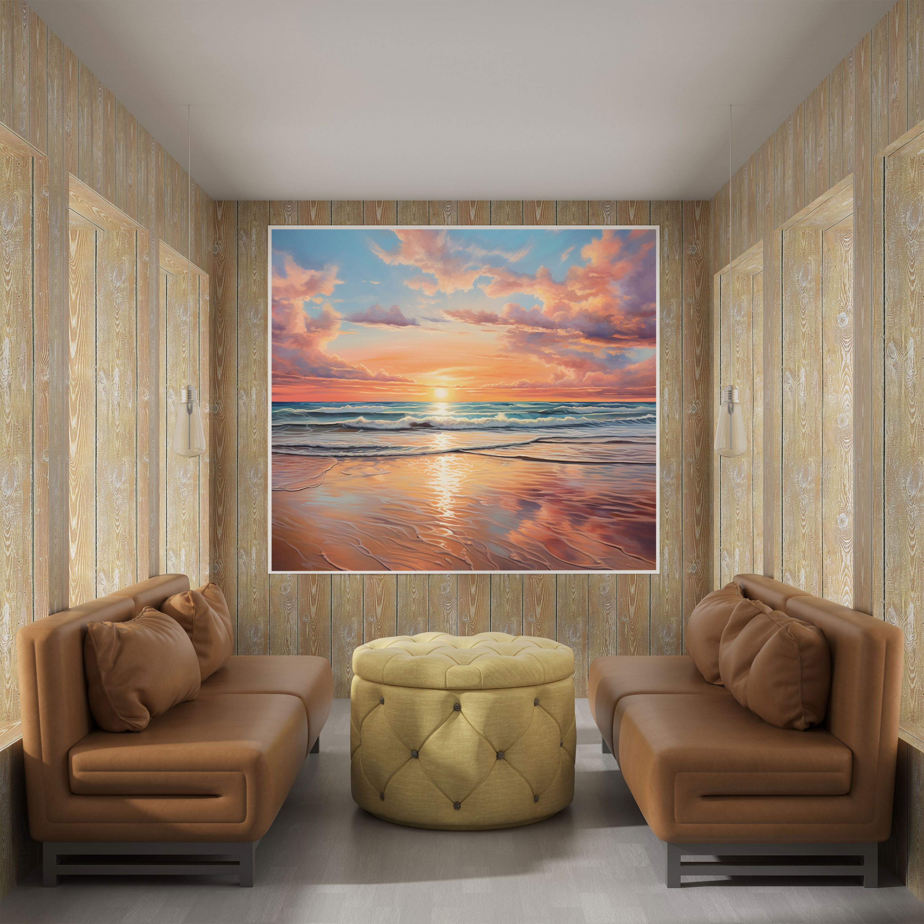 Beach Sunset Canvas Print - Realistic Wall Art - Sunset, Canvas Print, Serene, Canvas Wall Art