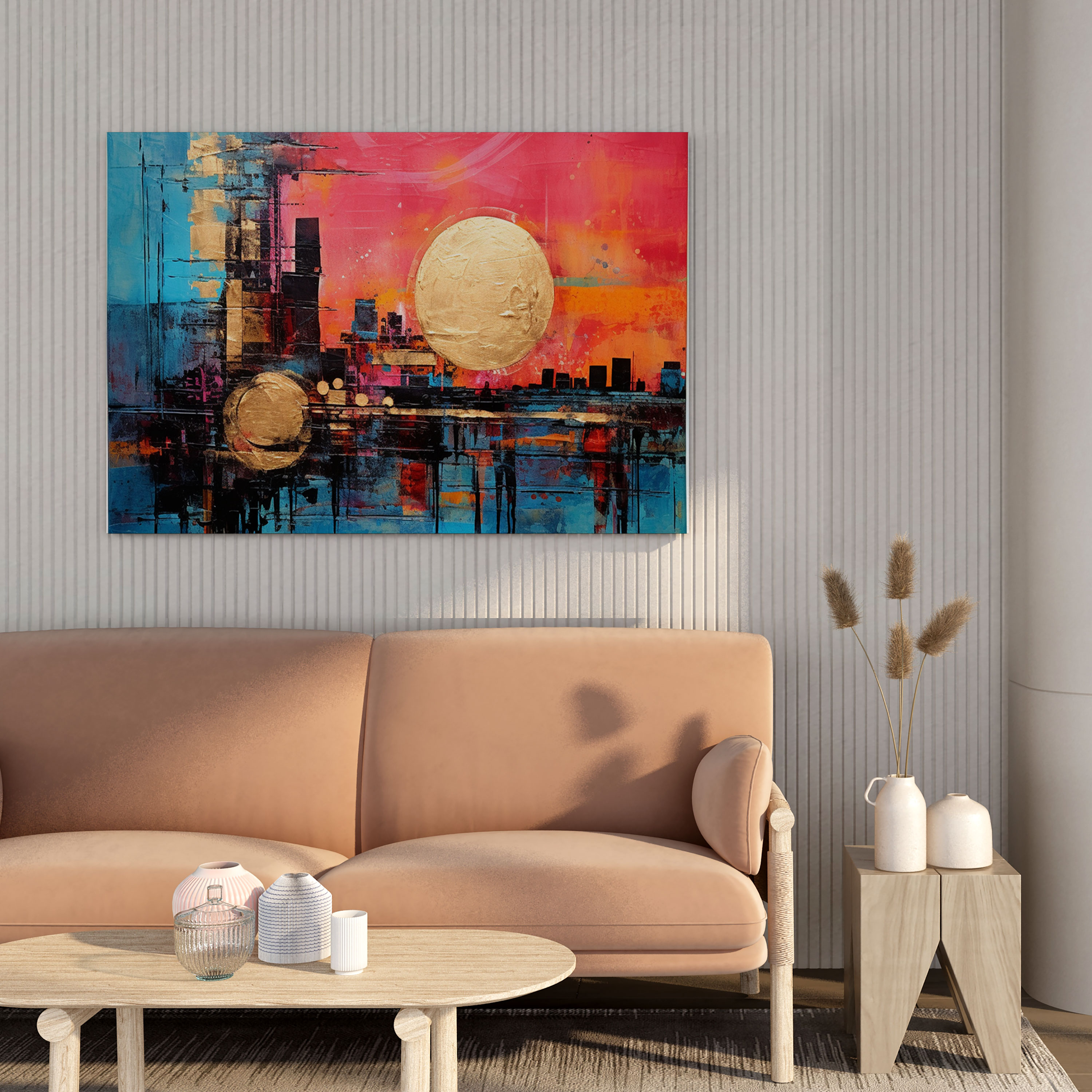 Abstract Sunset Skyline Canvas Print - Modern Wall Art - Sunset, Abstract, Wall Art, Expressive Creativity
