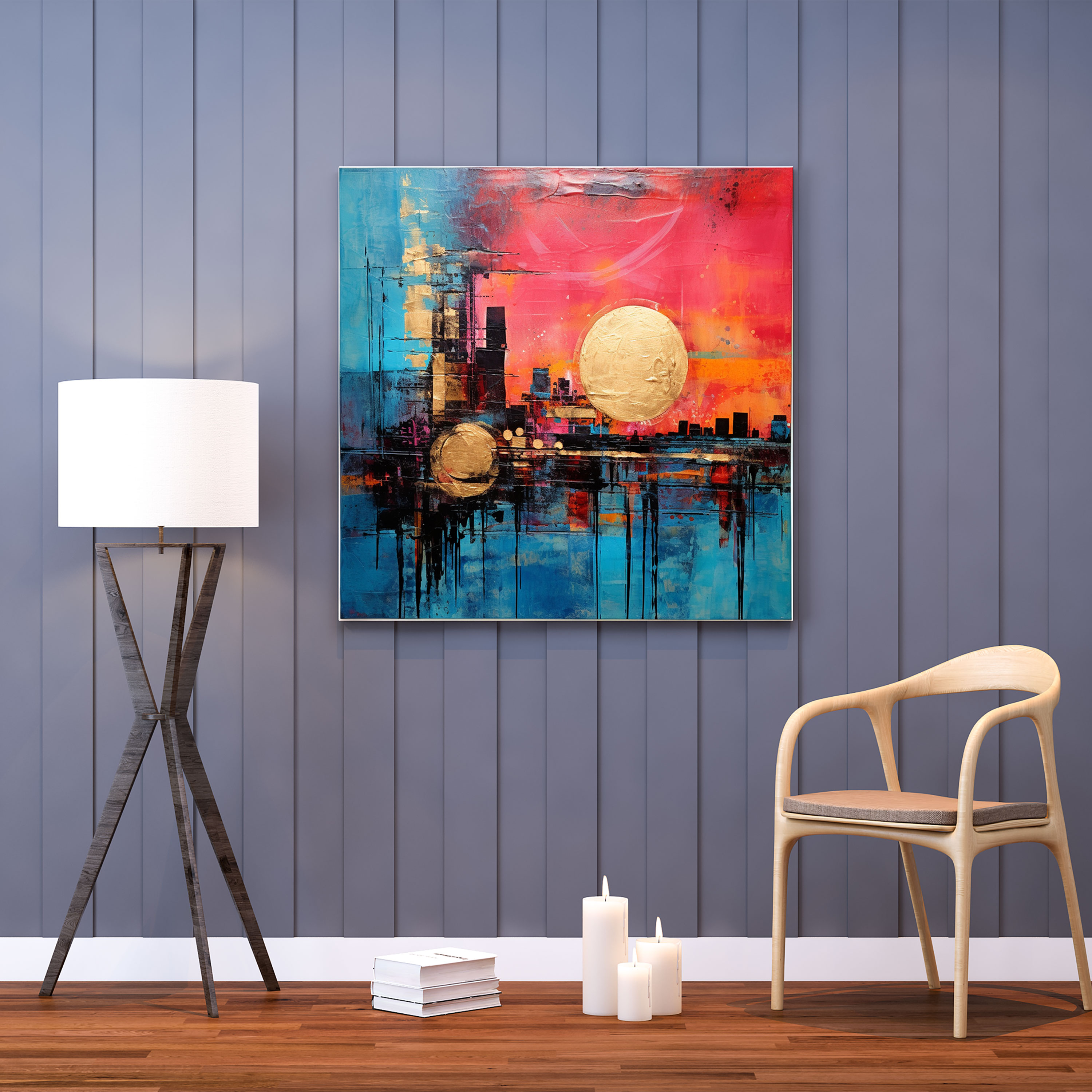 Abstract Sunset Skyline Canvas Print - Modern Wall Art - Sunset, Abstract, Wall Art, Expressive Creativity