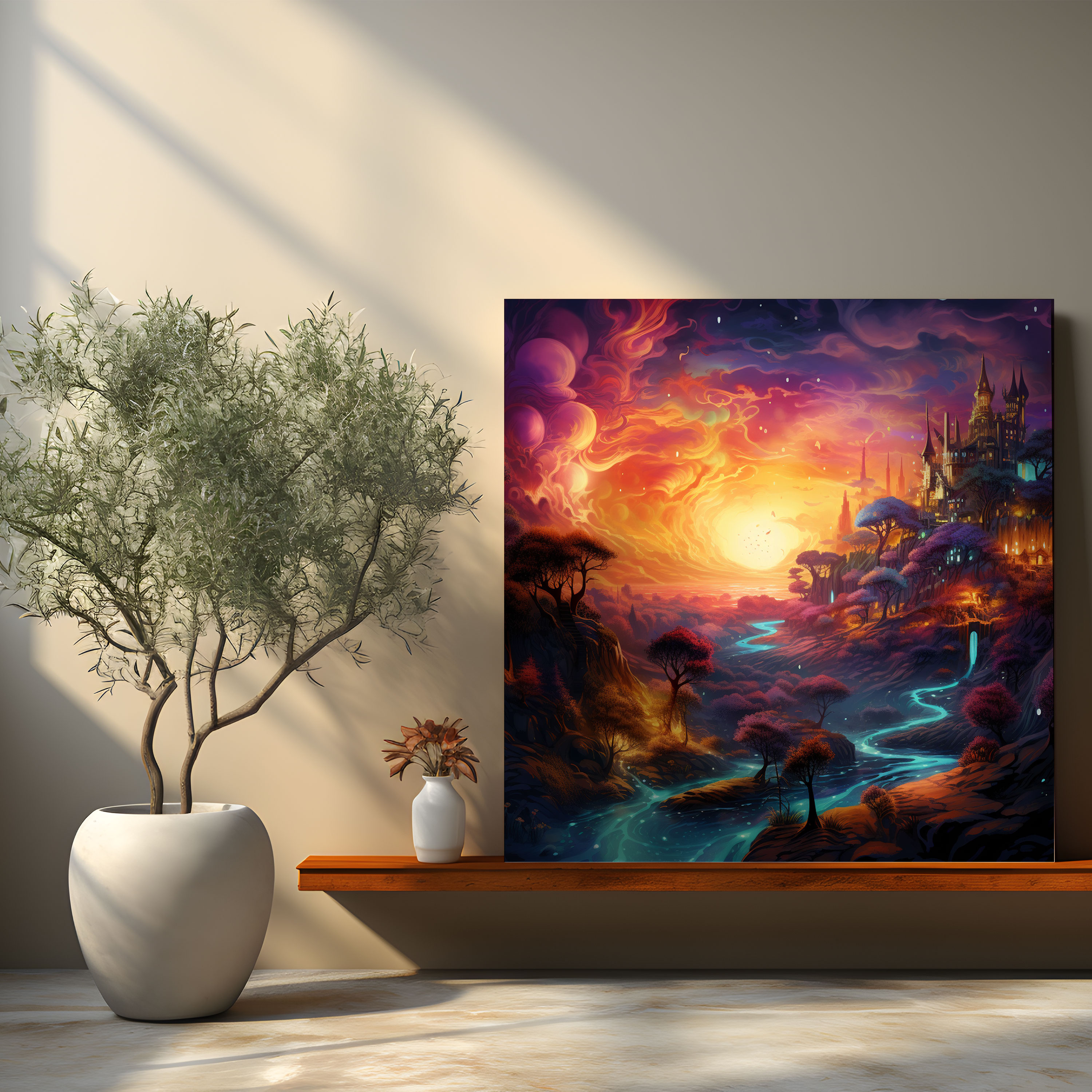 Fantasy Sunset Canvas Print - Whimsical Wall Art - Sunset, Home Decoration, Enchanting Colors, Wall Decoration