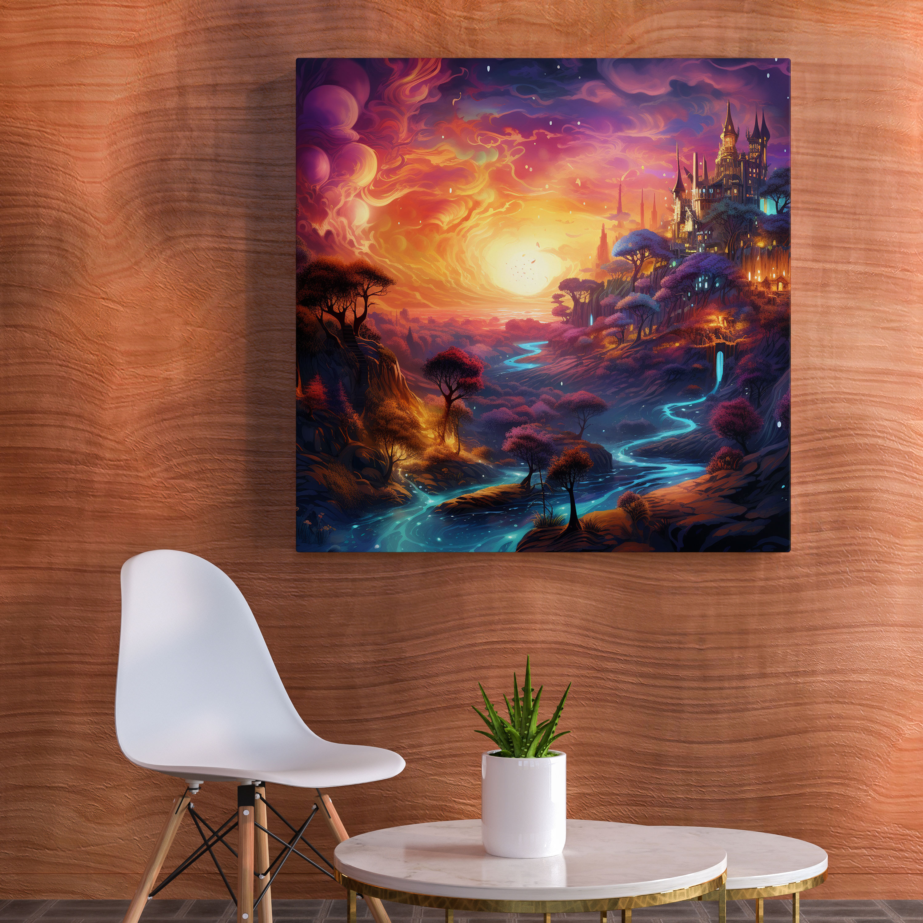 Fantasy Sunset Canvas Print - Whimsical Wall Art - Sunset, Home Decoration, Enchanting Colors, Wall Decoration