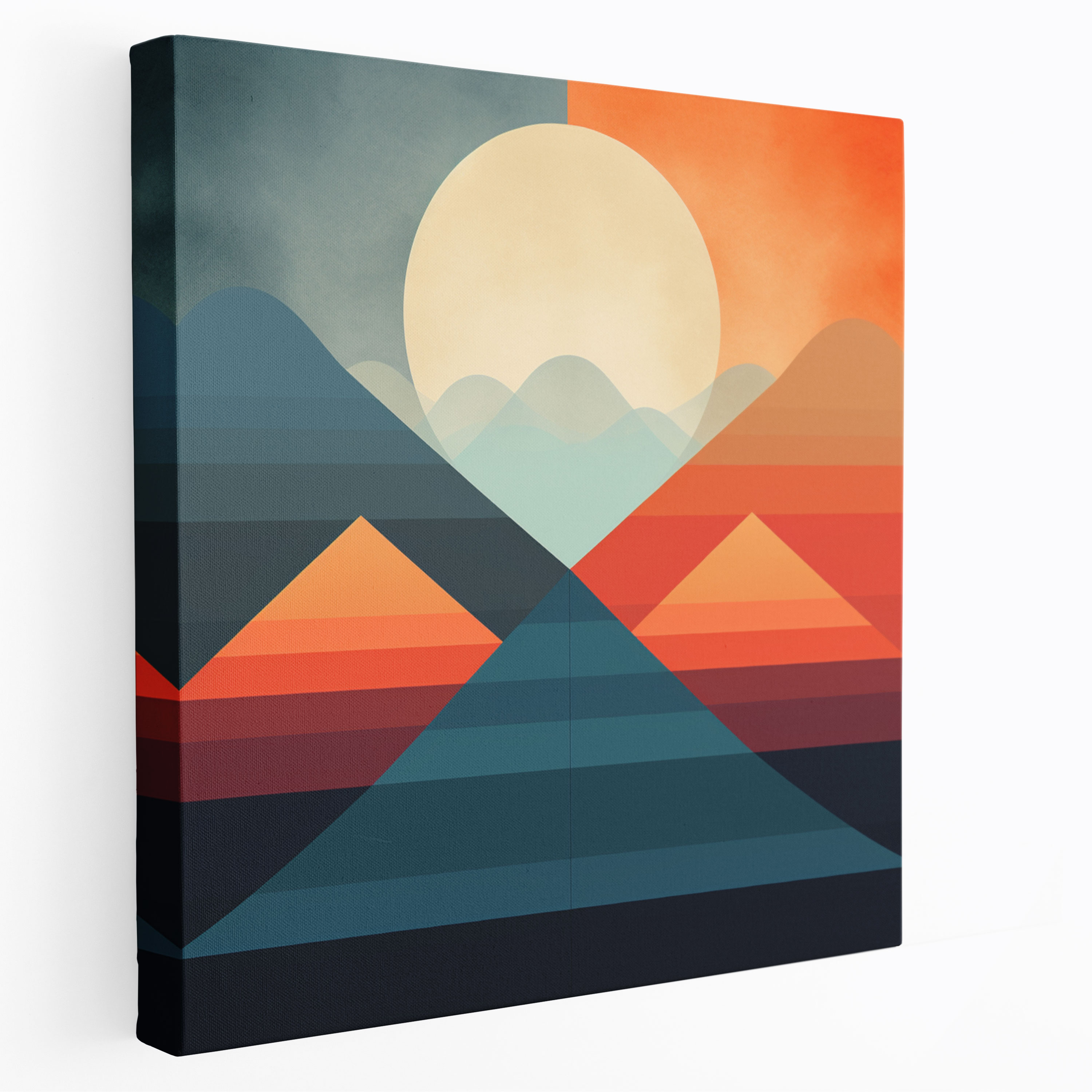 Minimalist Sunset Landscape Canvas Print - Geometric Wall Art - Sunset, Canvas, Geometric Abstraction, Minimalist