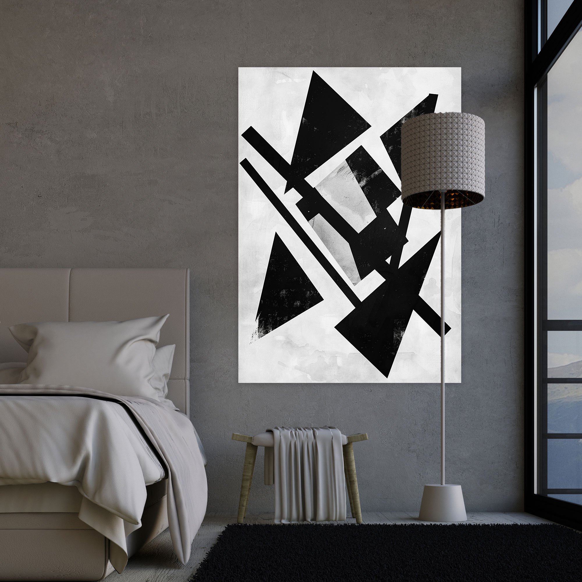 Suprematism Black And White Wall Art - Suprematism, Sharp Angles, Home Decoration, Suprematism