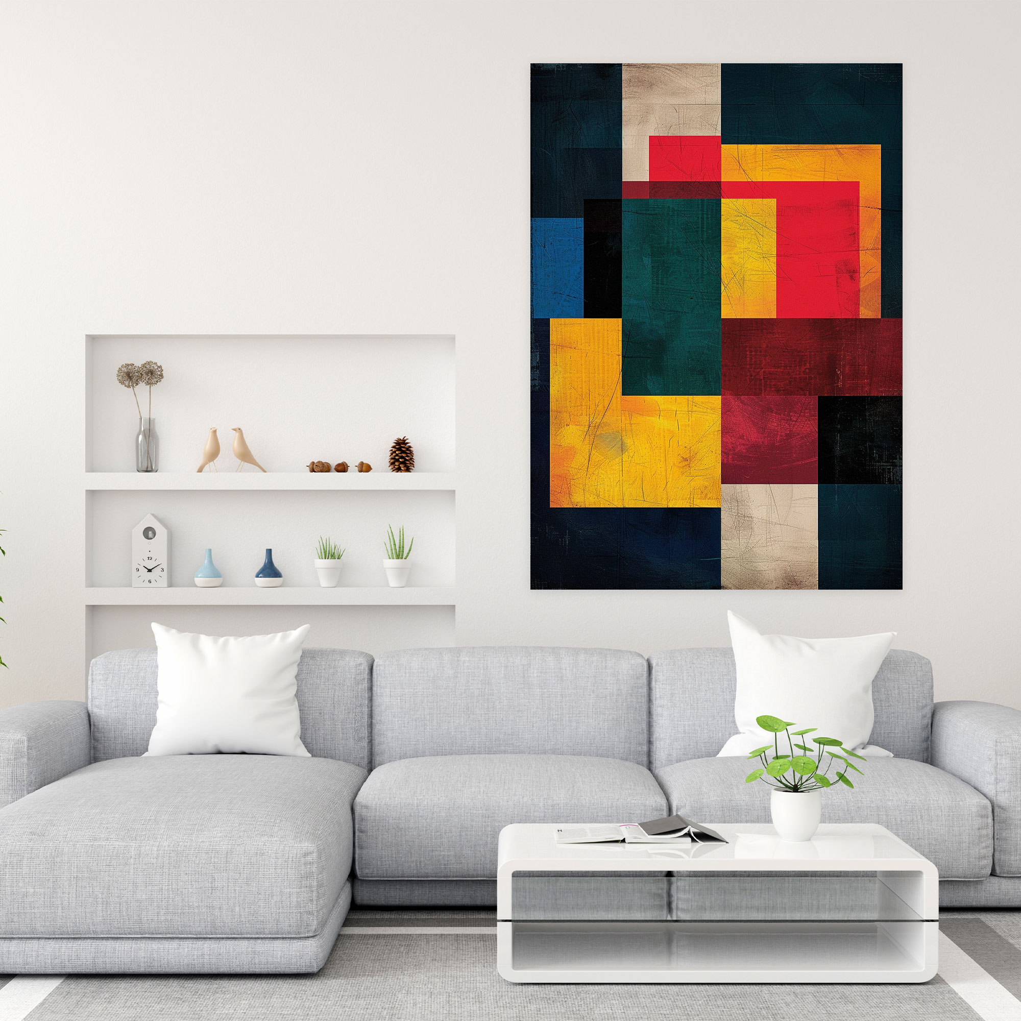 Suprematism Symmetrical Color Blocks Canvas Print - Suprematism, Symmetrical Arrangement, Wall Decoration, Wall Art