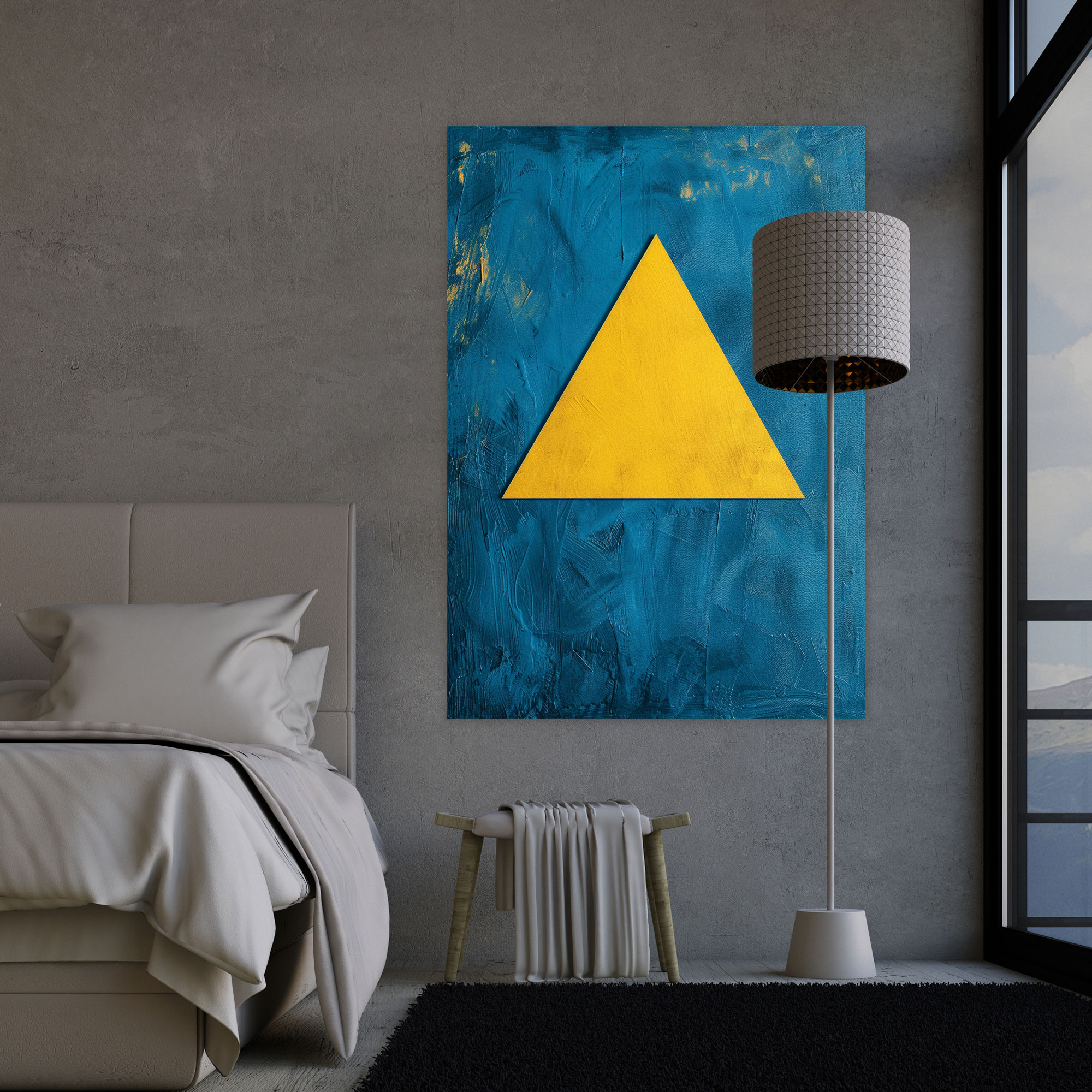 Yellow Triangle Suprematism Canvas Print - Suprematism, Home Decoration, Canvas Print, Vibrant Colors