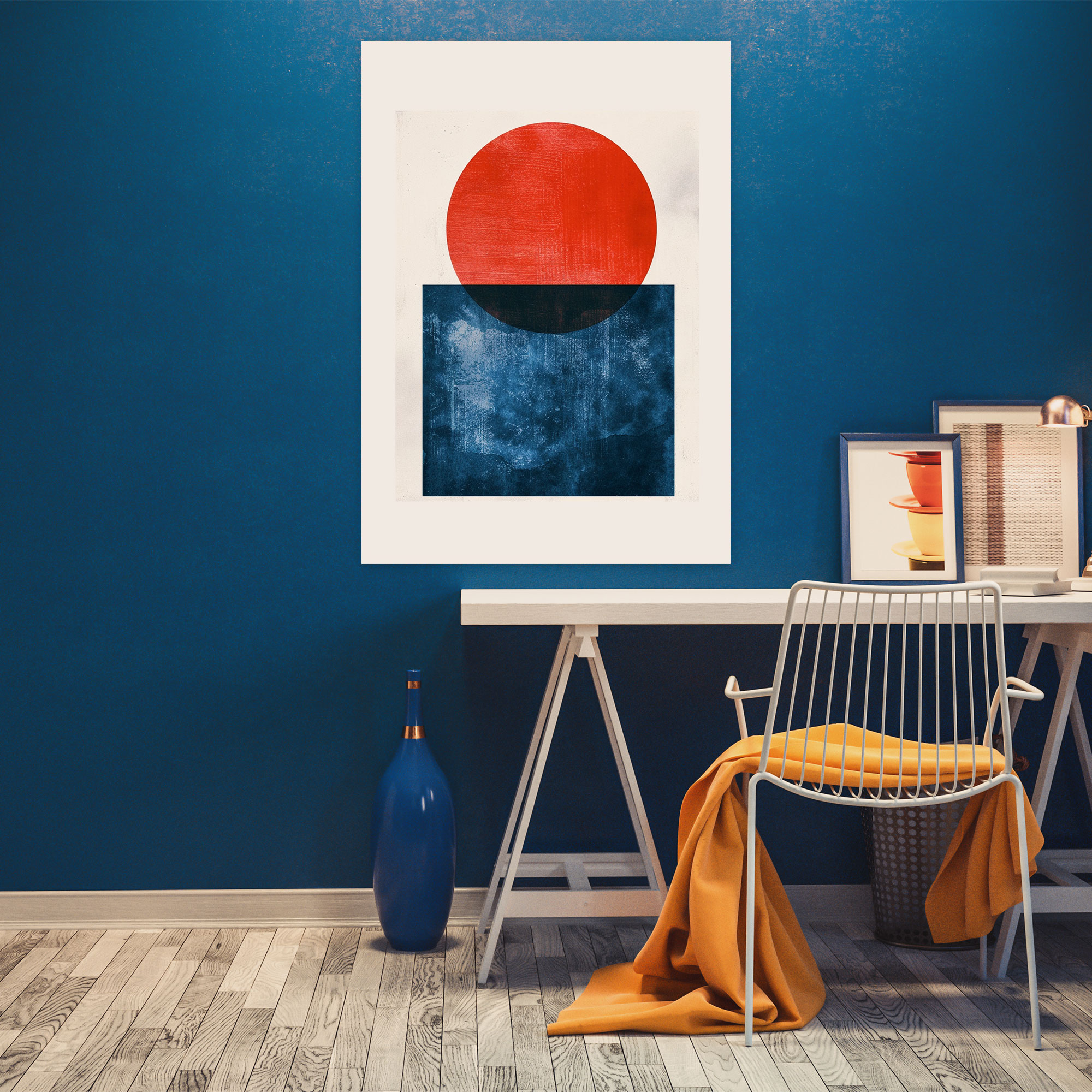 Red Circle Suprematism Wall Decoration - Suprematism, Modern Art, Red And Blue, Wall Decoration