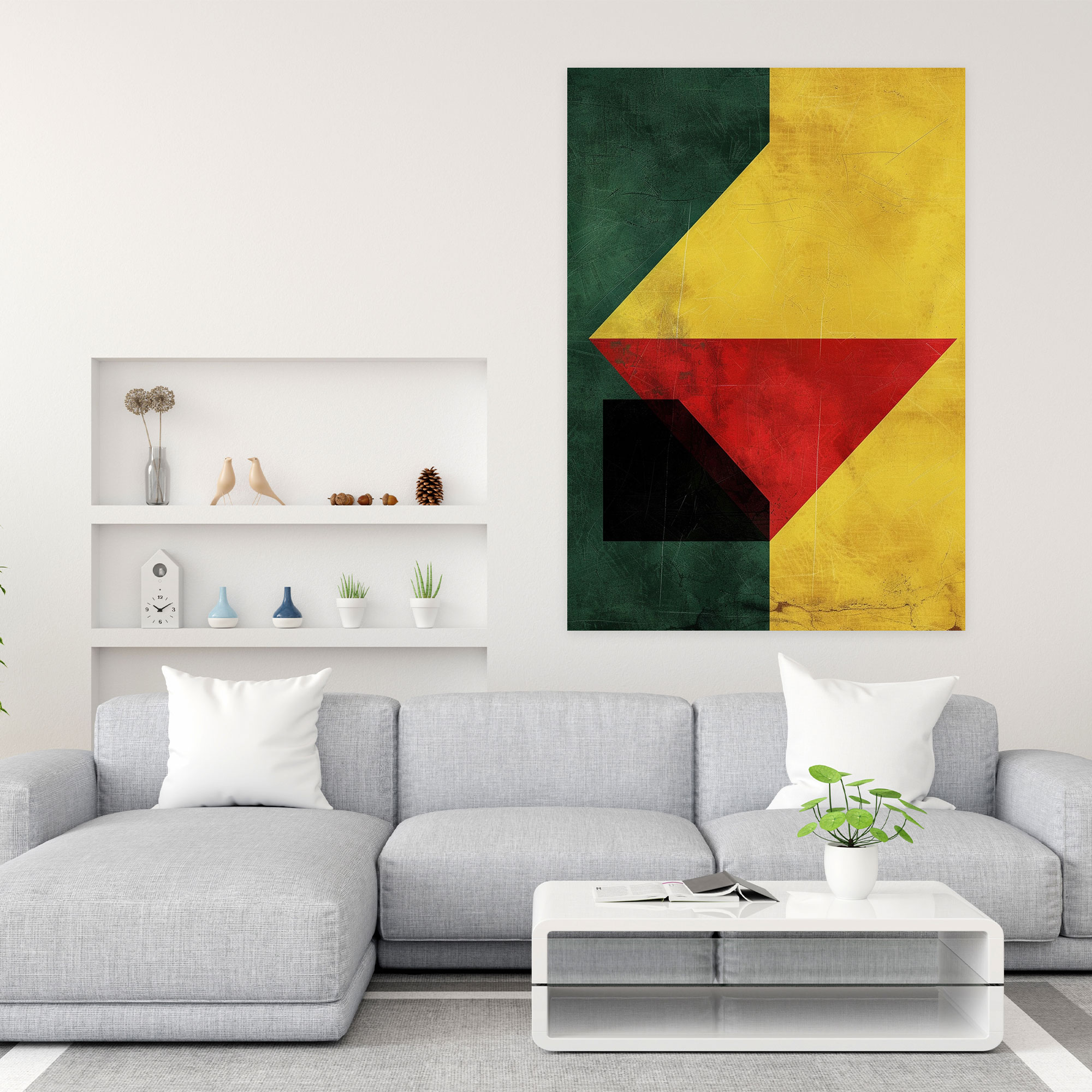 Yellow Triangle Red Square Suprematism Wall Art - Suprematism, Home Decoration, Vibrant Colors, Suprematism