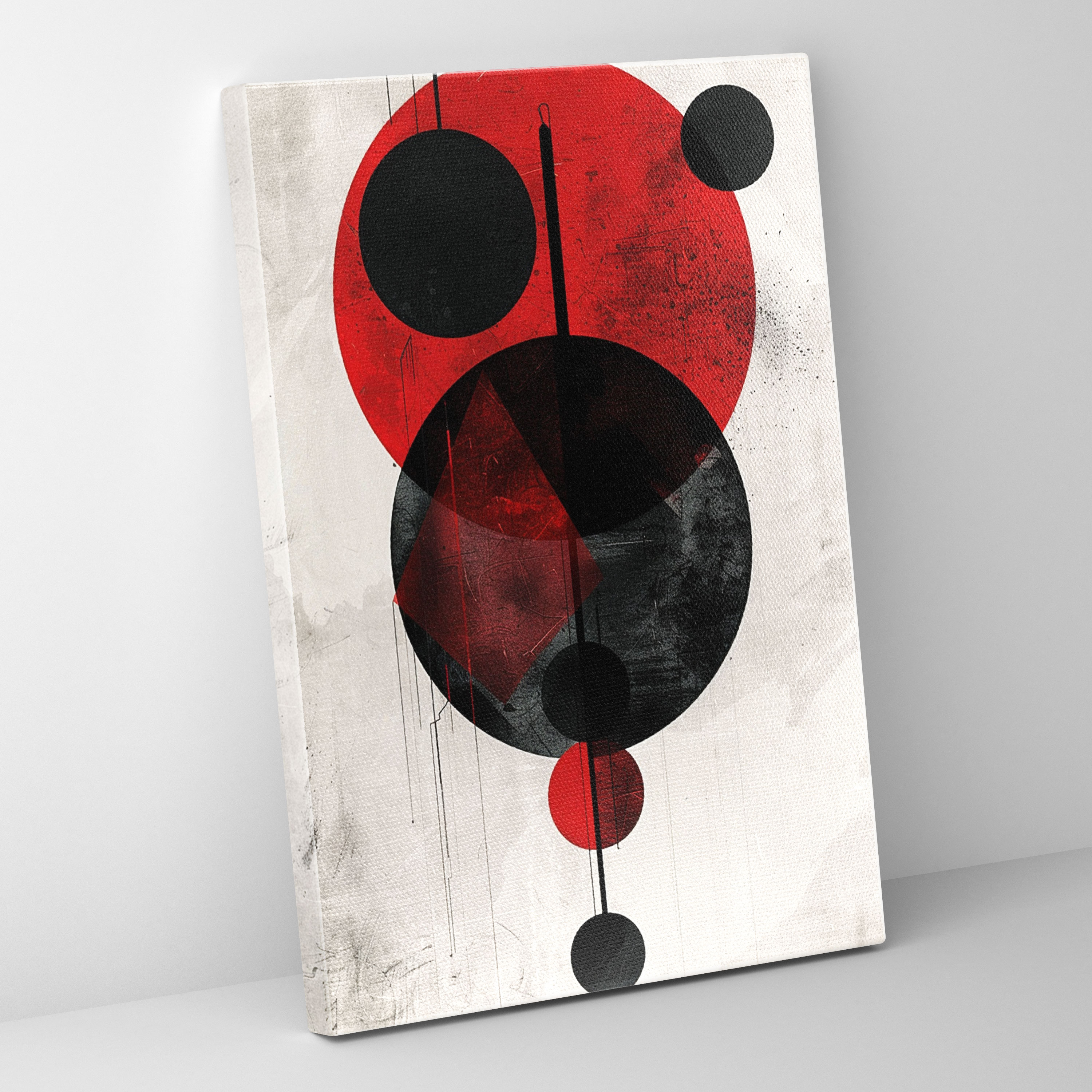 Abstract Circles And Triangles Wall Decoration In Suprematism Style - Suprematism, Suprematism, Black And Red, Canvas