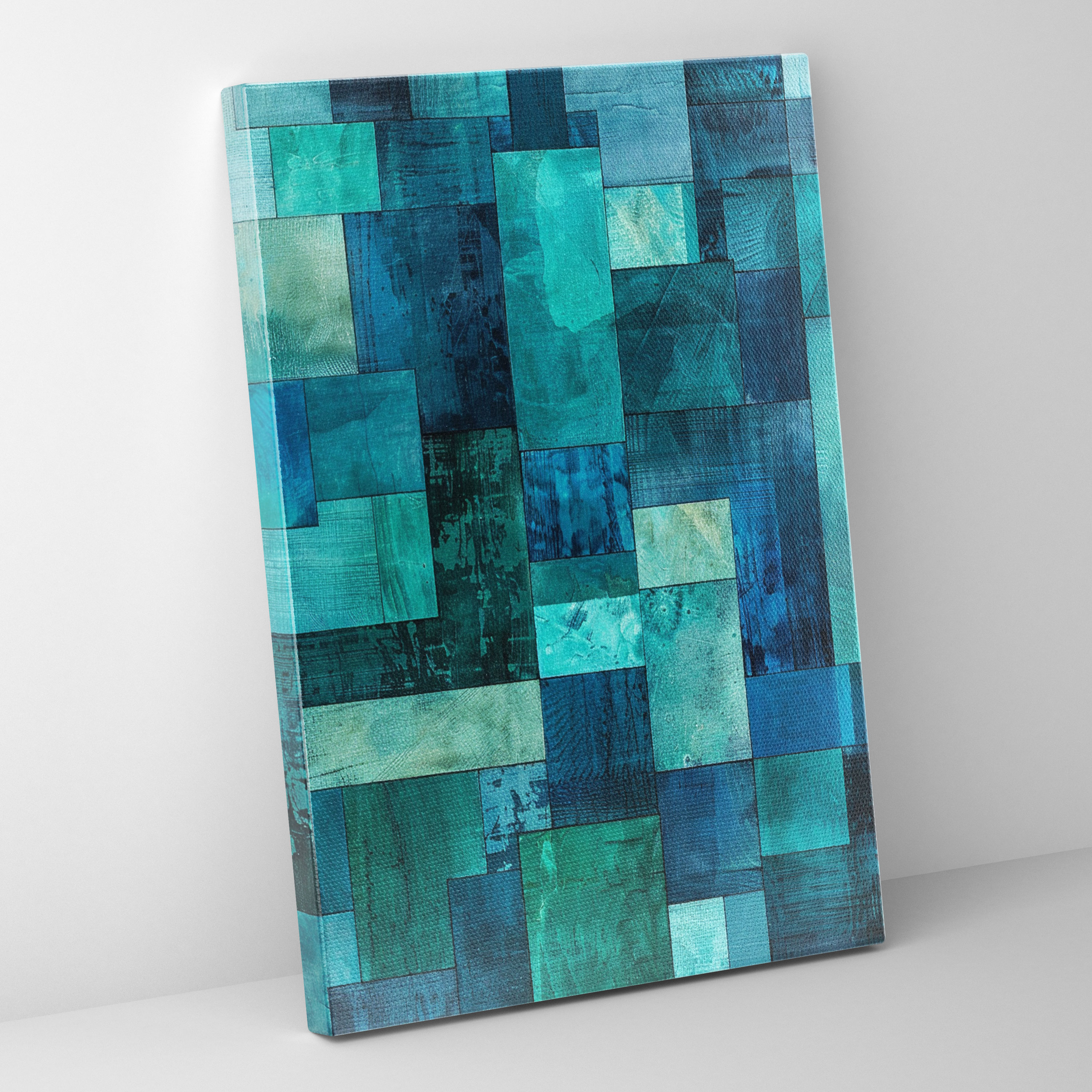 Blue And Green Blocks Wall Art In Suprematism Style - Suprematism, Wall Decoration, Blue And Green, Suprematism