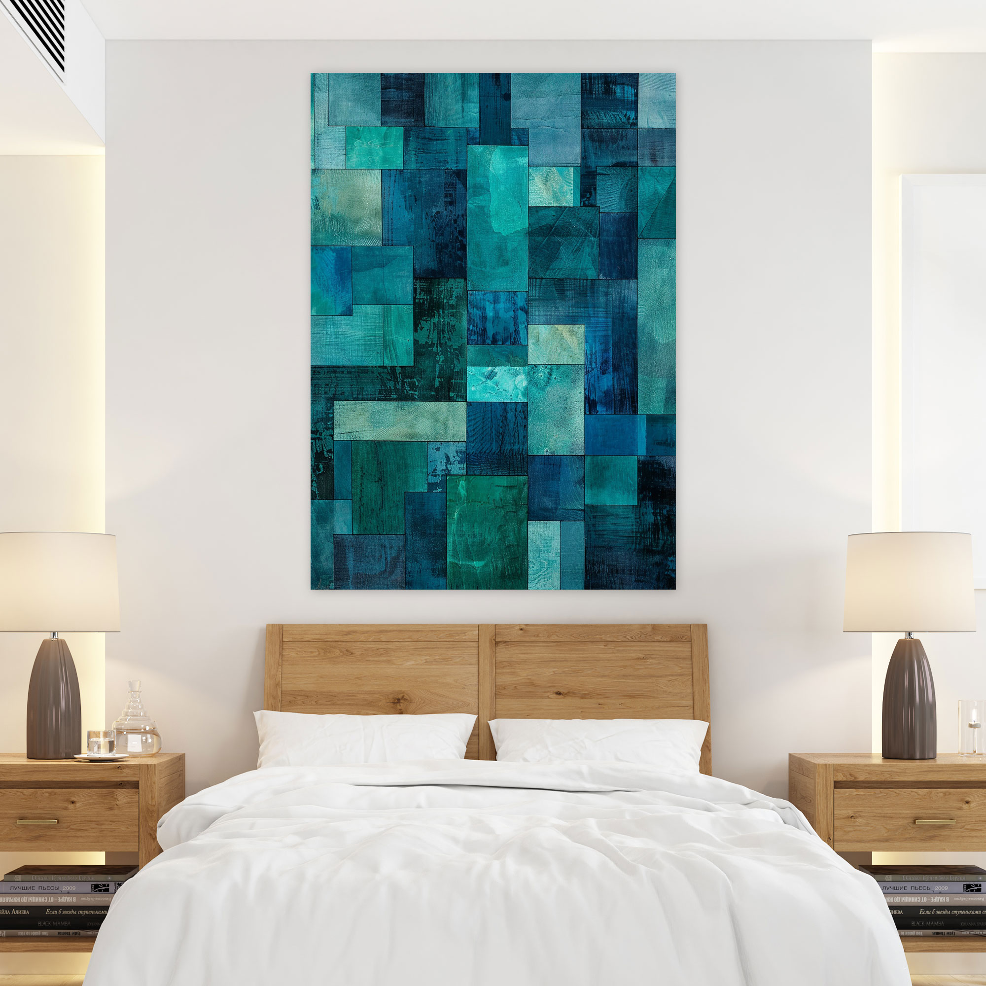 Blue And Green Blocks Wall Art In Suprematism Style - Suprematism, Wall Decoration, Blue And Green, Suprematism