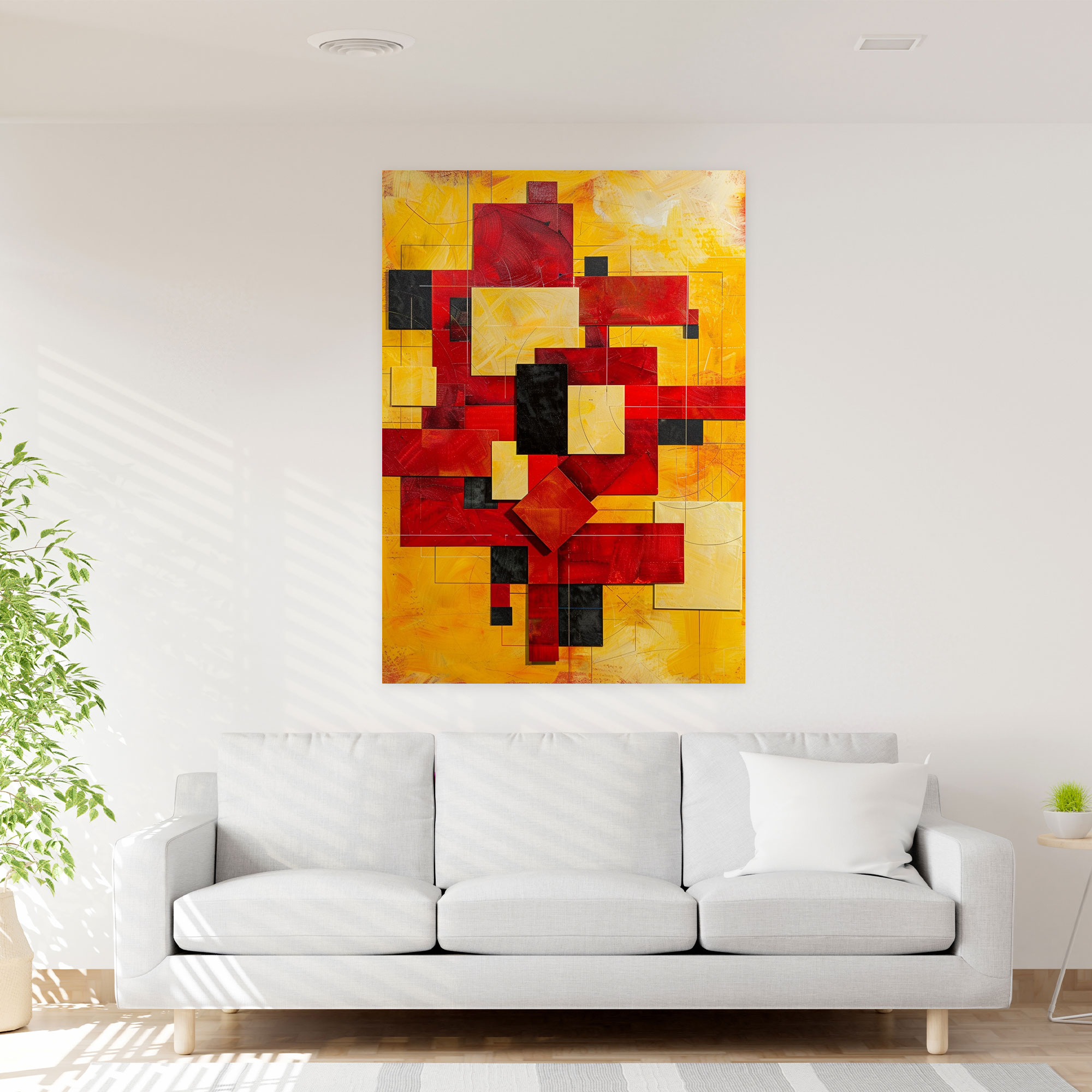 Red And Yellow Dynamic Arrangement Wall Art In Suprematism Style - Suprematism, Red And Yellow, Wall Decoration, Suprematism