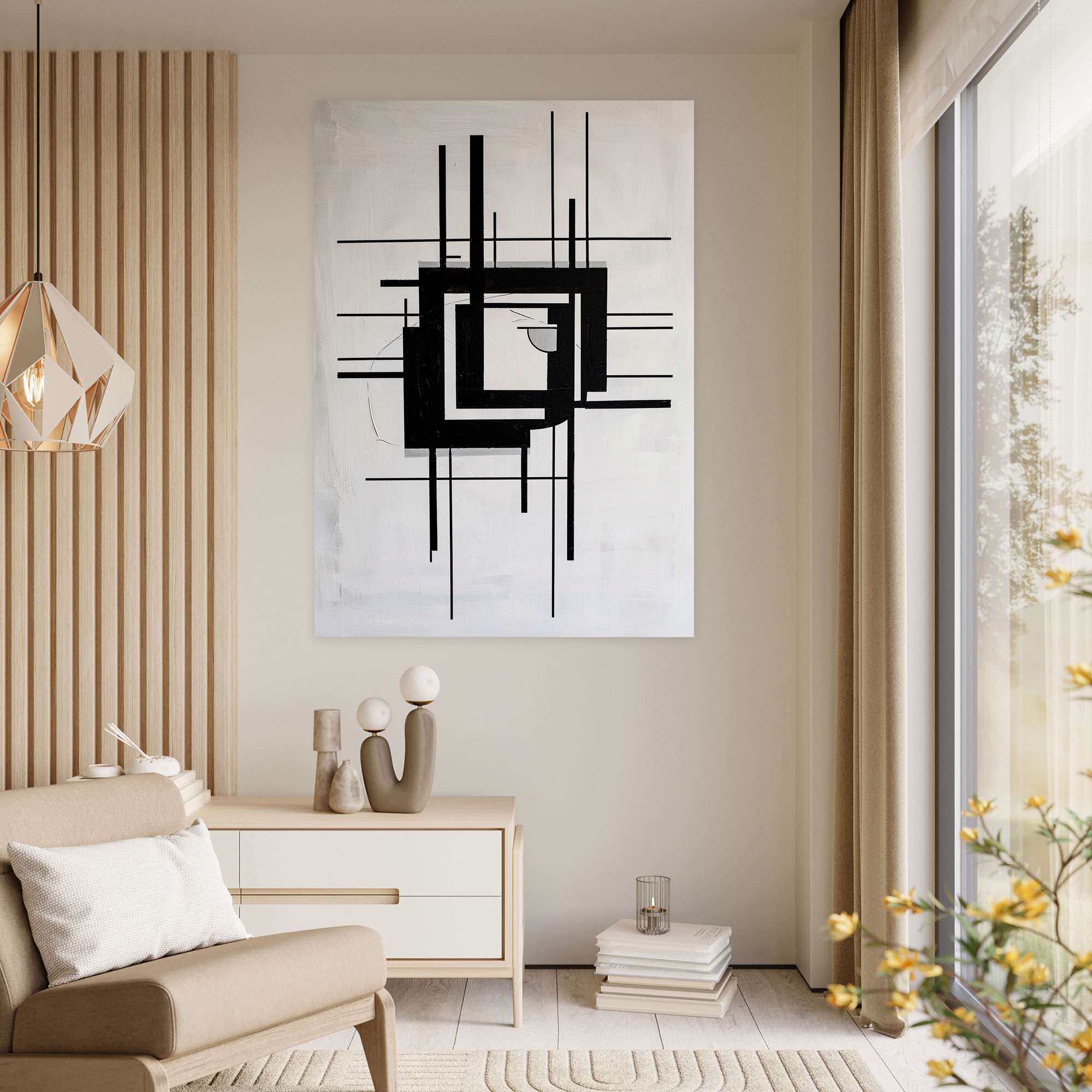 Suprematism Black And White Squares Wall Decoration - Suprematism, Suprematism, Wall Decoration, Canvas