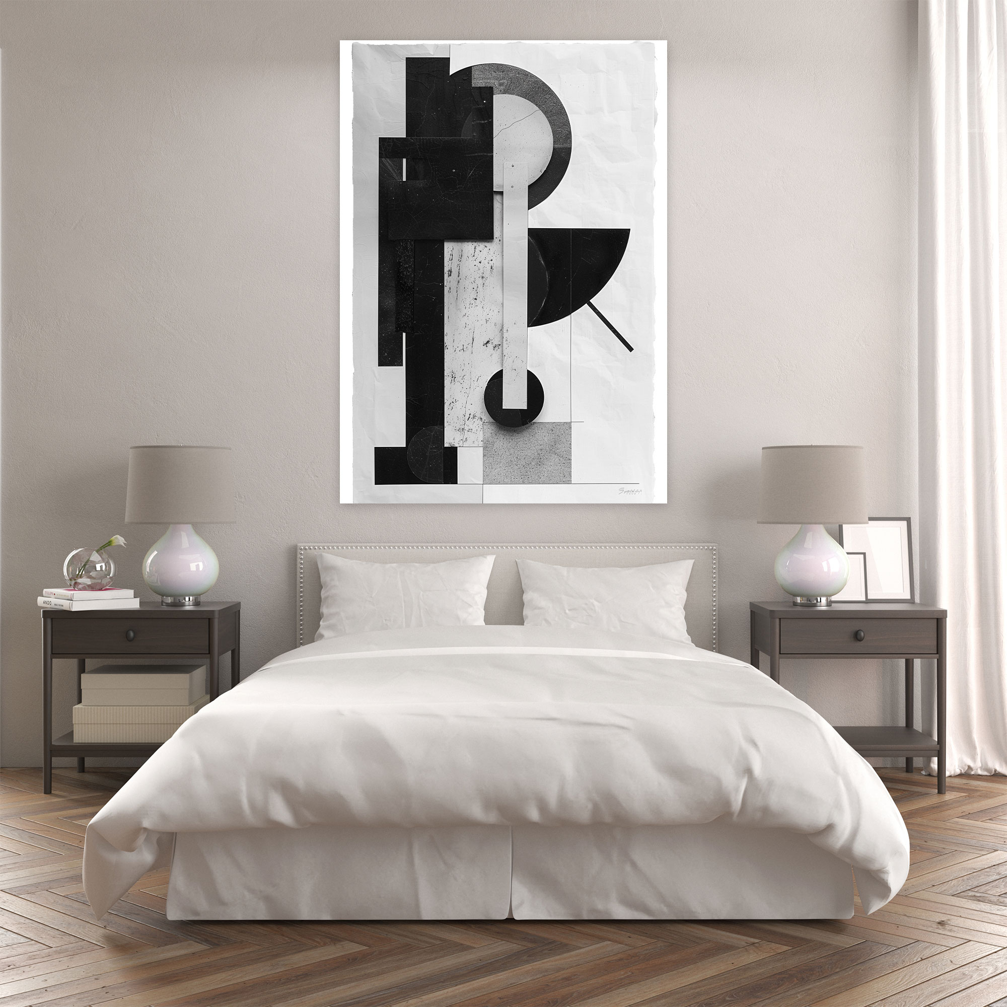 Suprematism Black And White Abstract Shapes Wall Art - Suprematism, Suprematism, Canvas, Wall Art