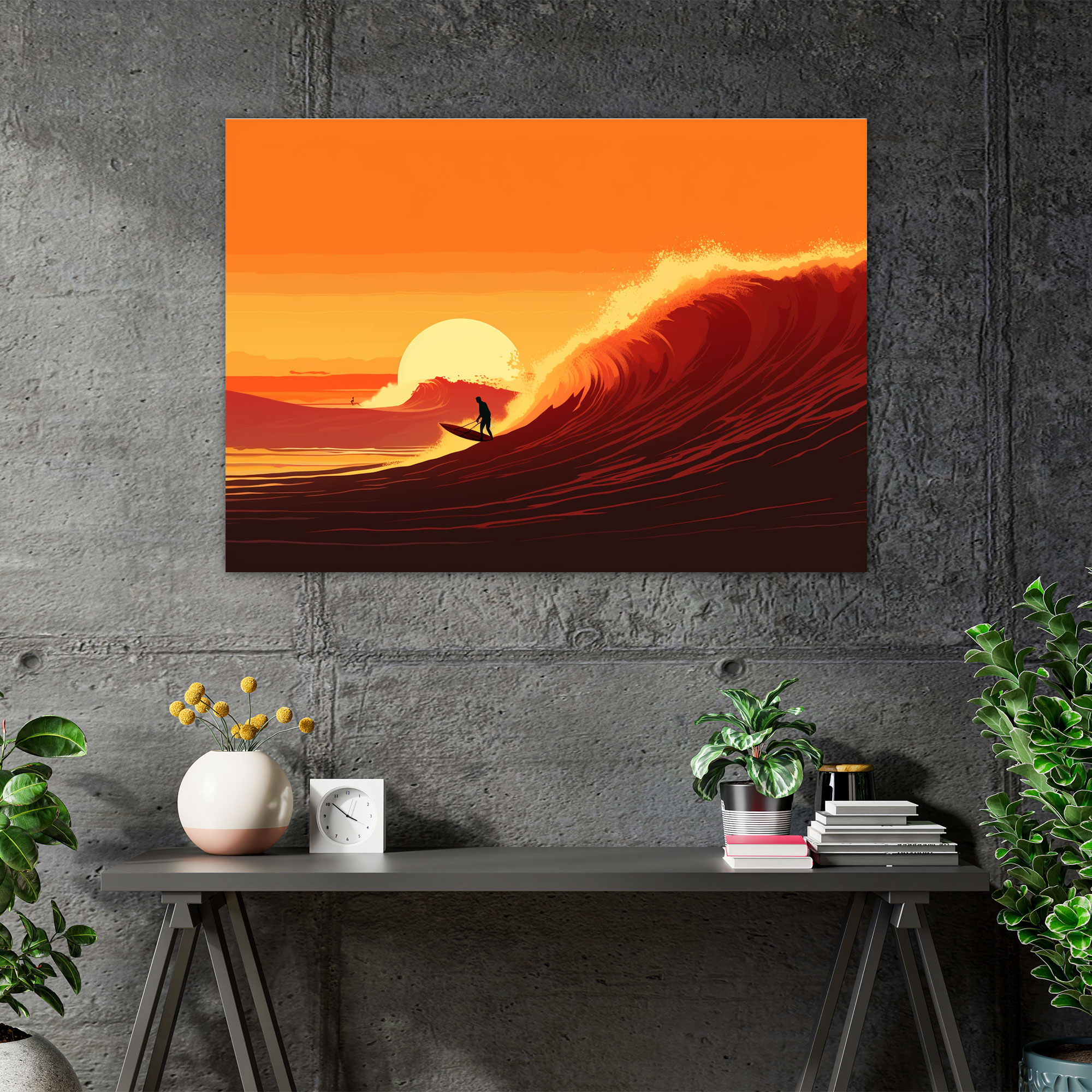 Solitary Surfer Canvas Print - Surf, Wall Art, Home Decoration, Massive Wave