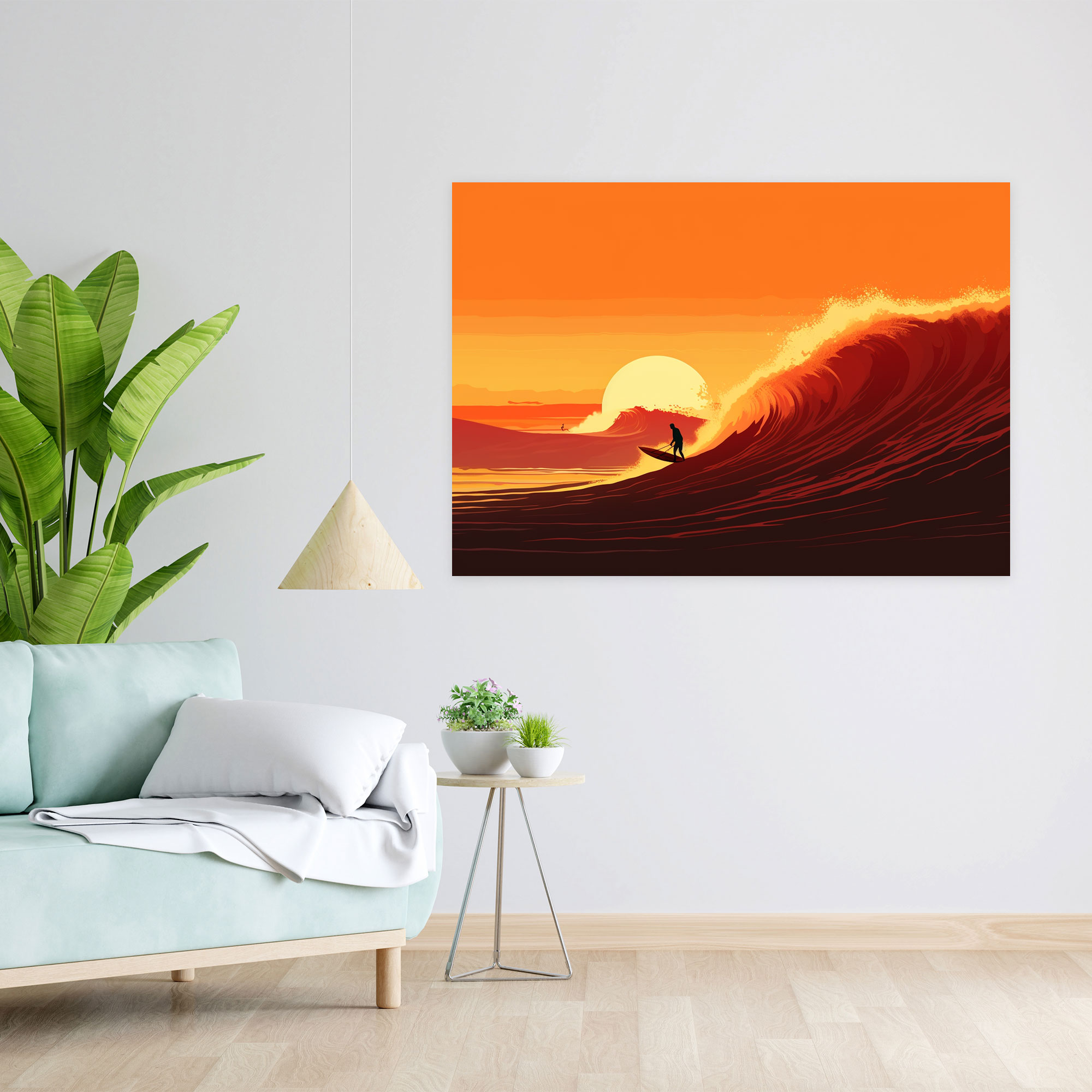Solitary Surfer Canvas Print - Surf, Wall Art, Home Decoration, Massive Wave