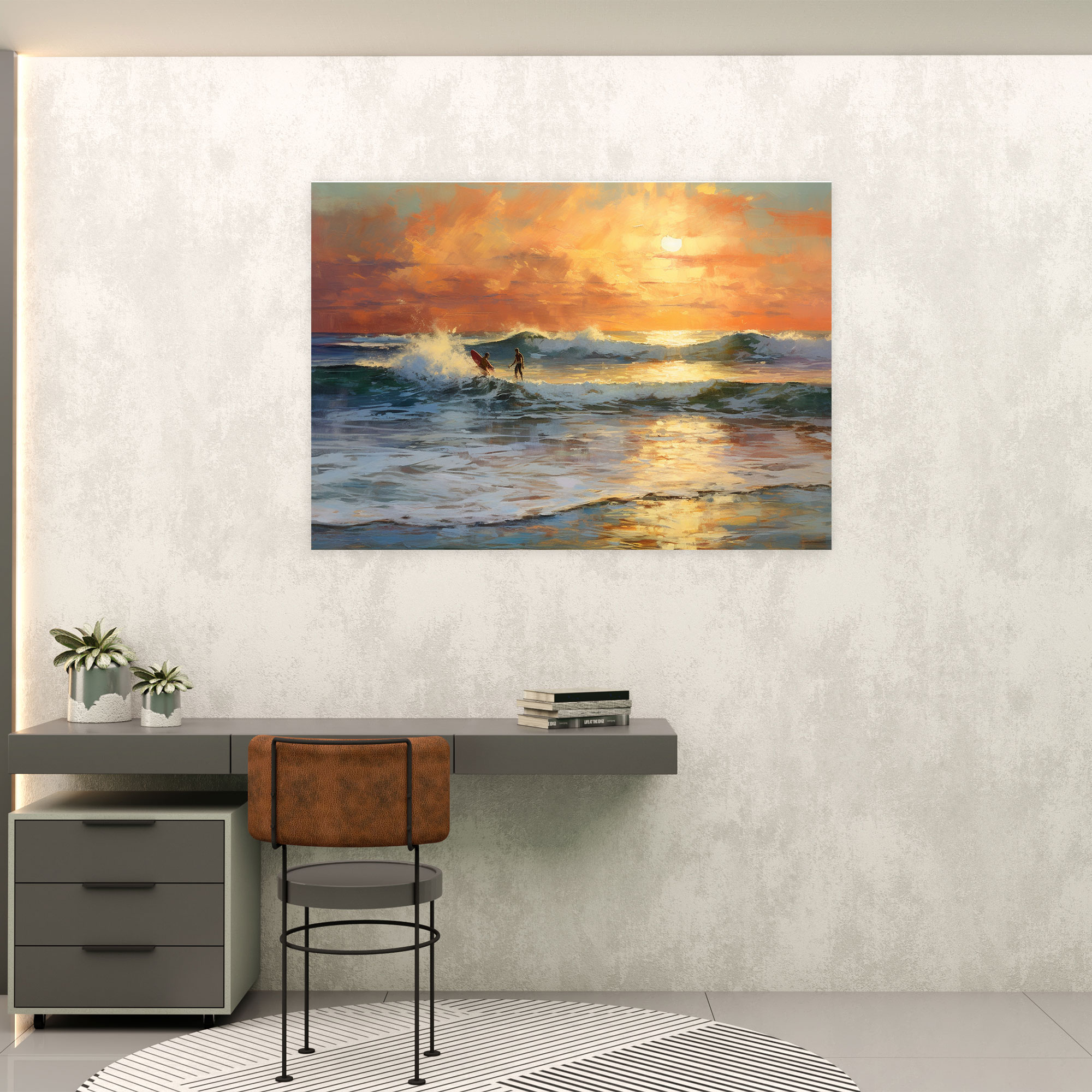 Surf Wall Art - Coastal Sunset - Surf, Surf, Home Decoration, Canvas Wall Art