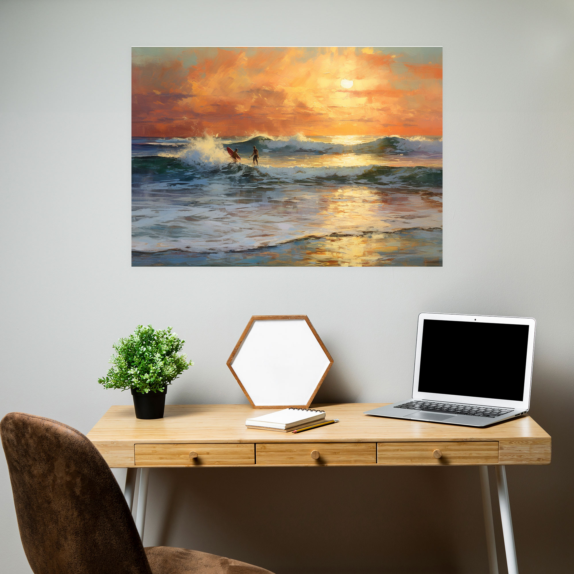 Surf Wall Art - Coastal Sunset - Surf, Surf, Home Decoration, Canvas Wall Art