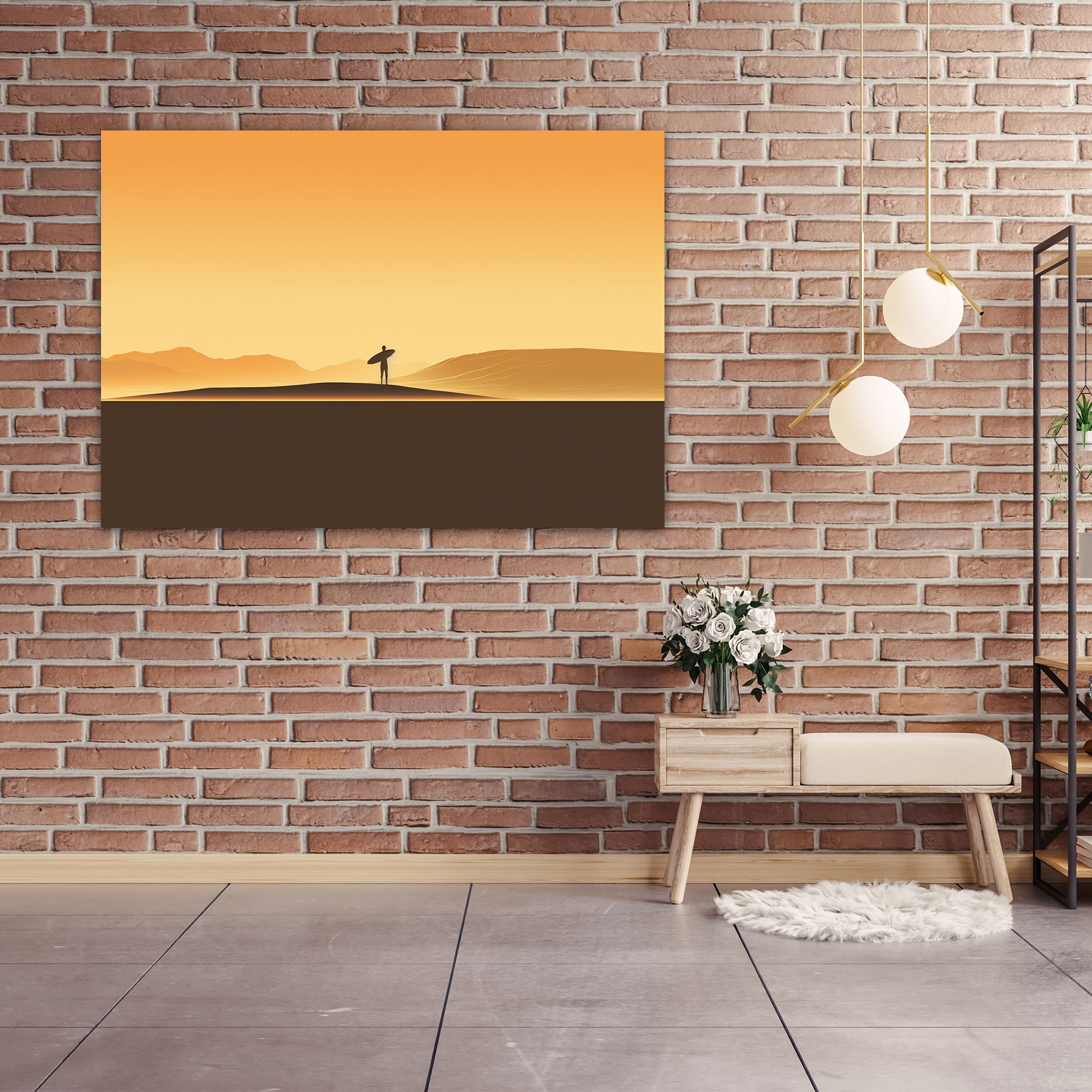 Minimalist Surf Canvas Print - Surf, Canvas Print, Solitary Surfer, Surf
