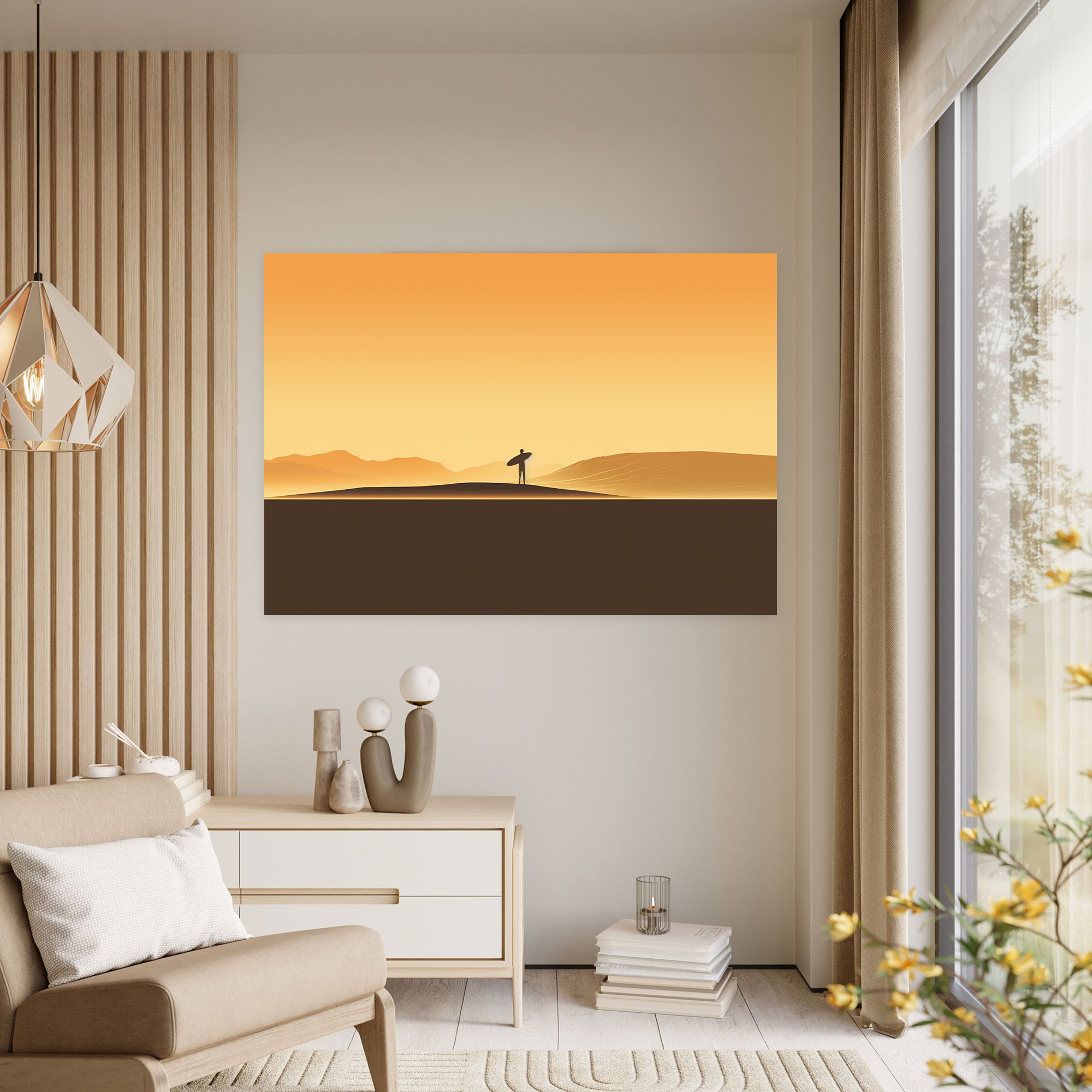 Minimalist Surf Canvas Print - Surf, Canvas Print, Solitary Surfer, Surf